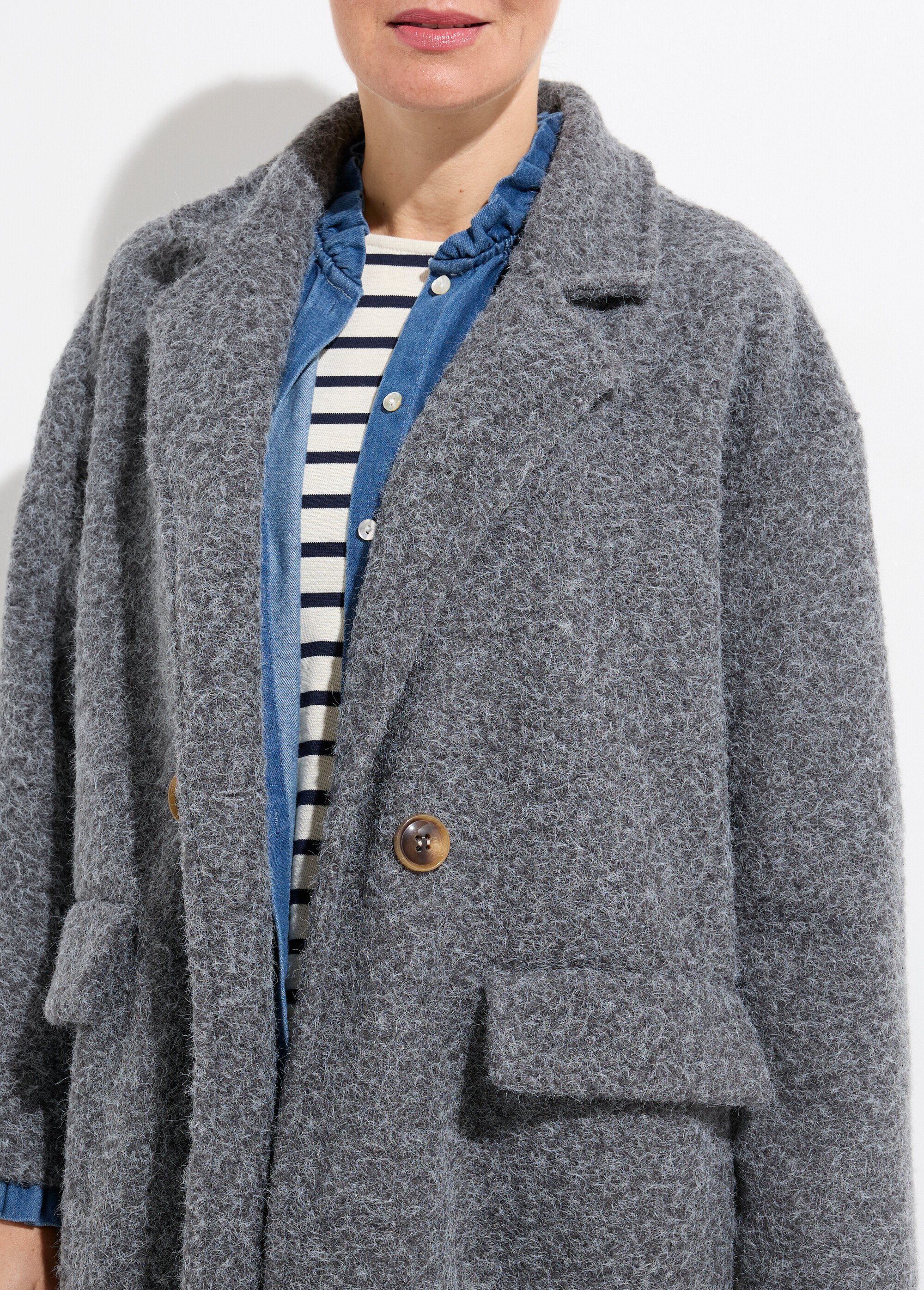 Manteau long façon laine bouillie