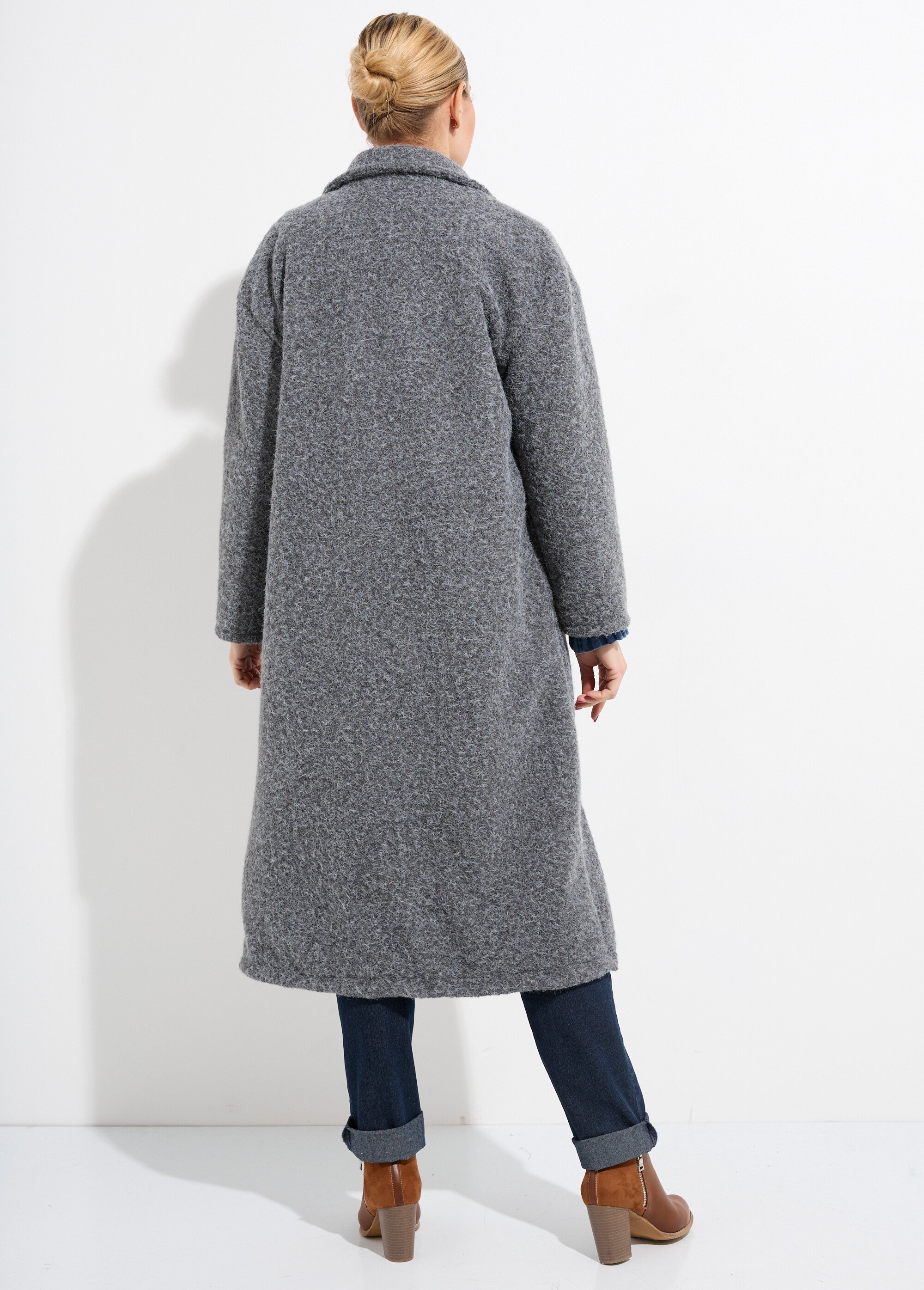 Manteau long façon laine bouillie