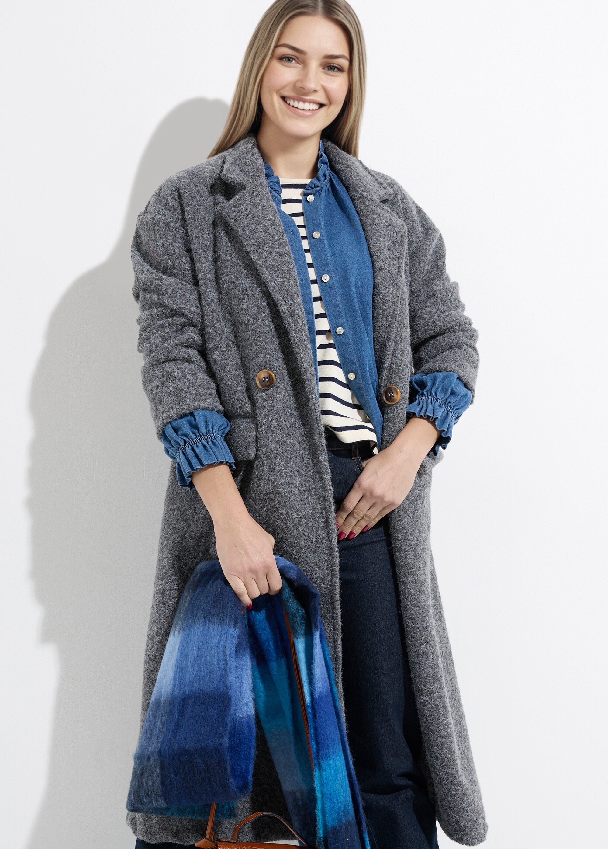 Manteau long façon laine bouillie