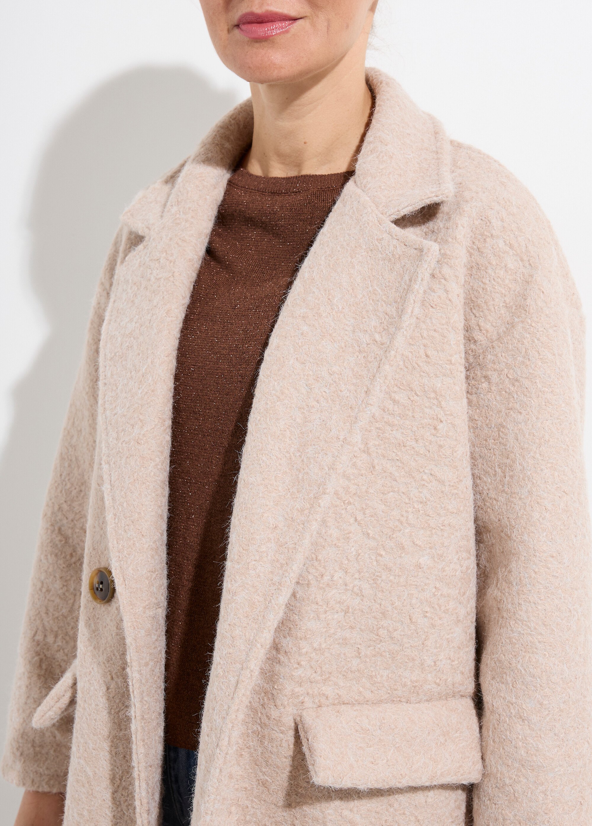 Manteau long façon laine bouillie
