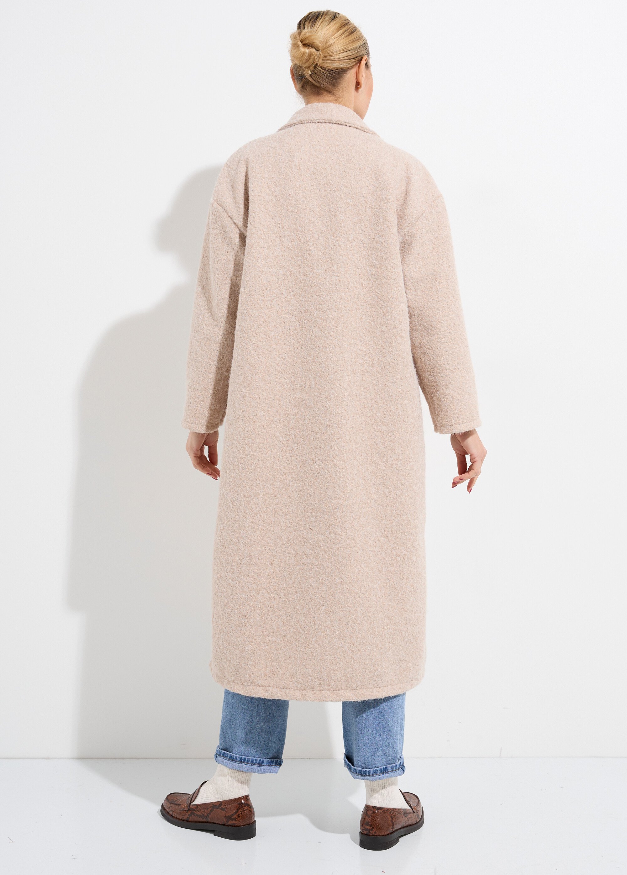 Manteau long façon laine bouillie