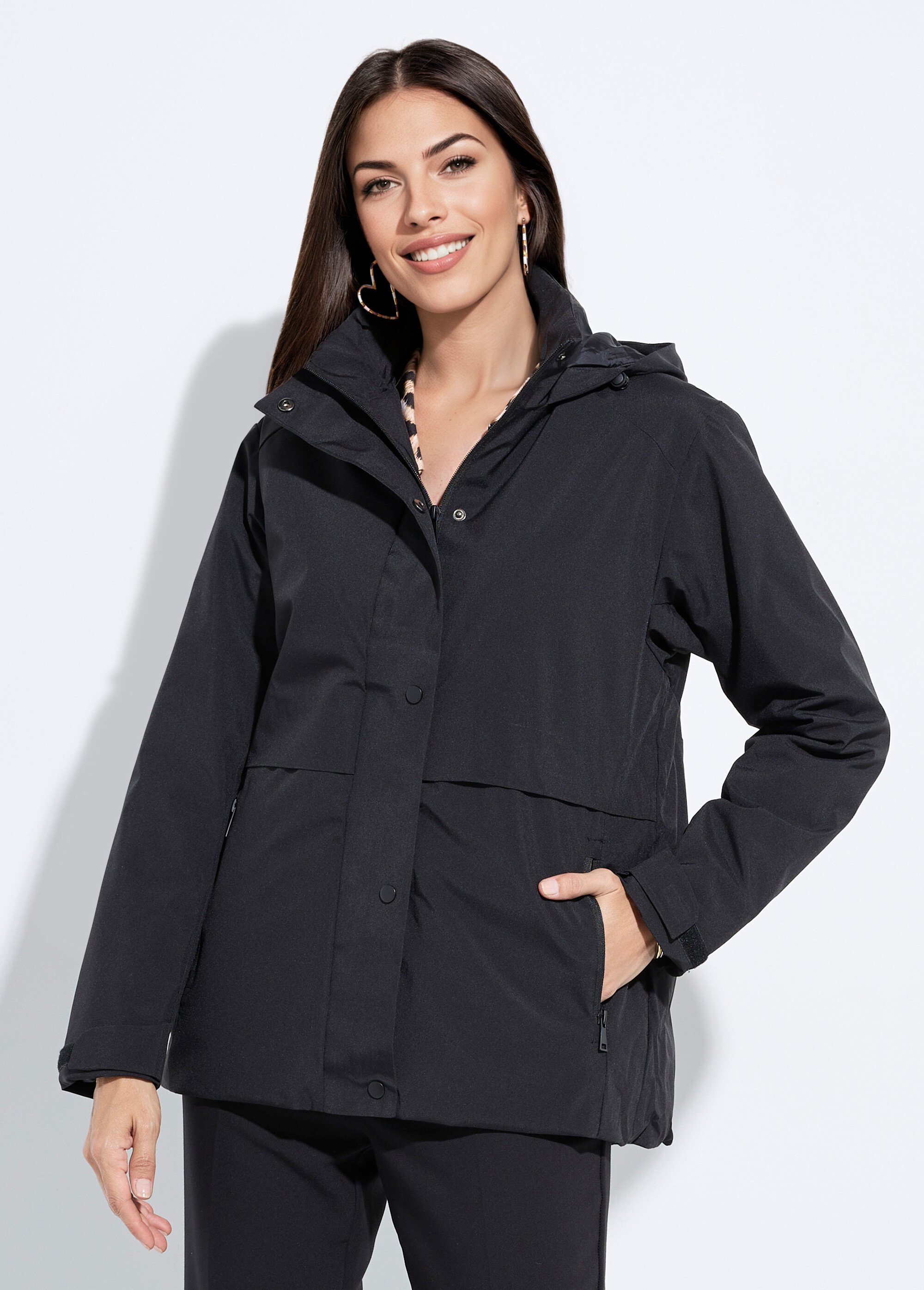 Parka déperlante matelassée sportswear Femme Noir CHE-BI-2320B FA1