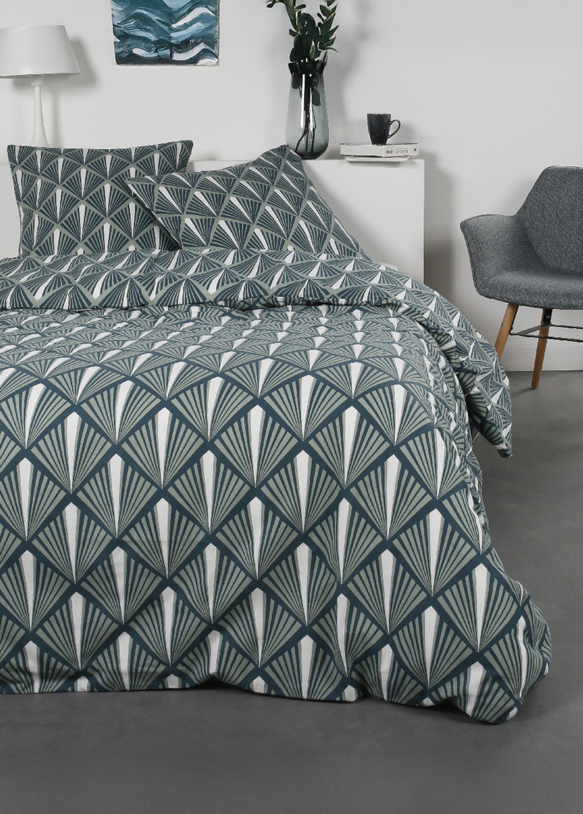 Parure flanelle 240 x 220cm, Art déco Vert ML-FLAN110047 FA1