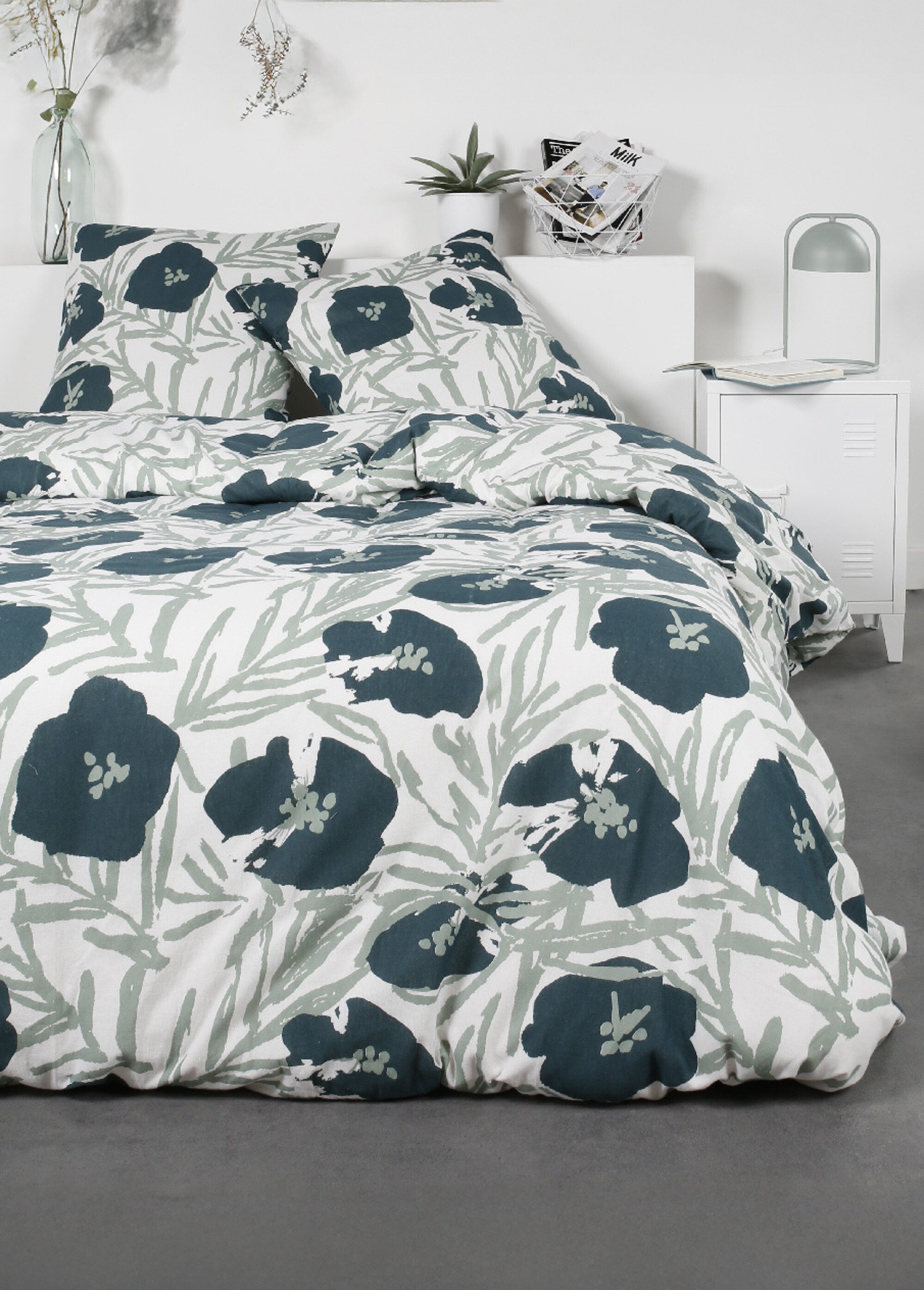 Parure flanelle 240 x 220cm, Coquelicots