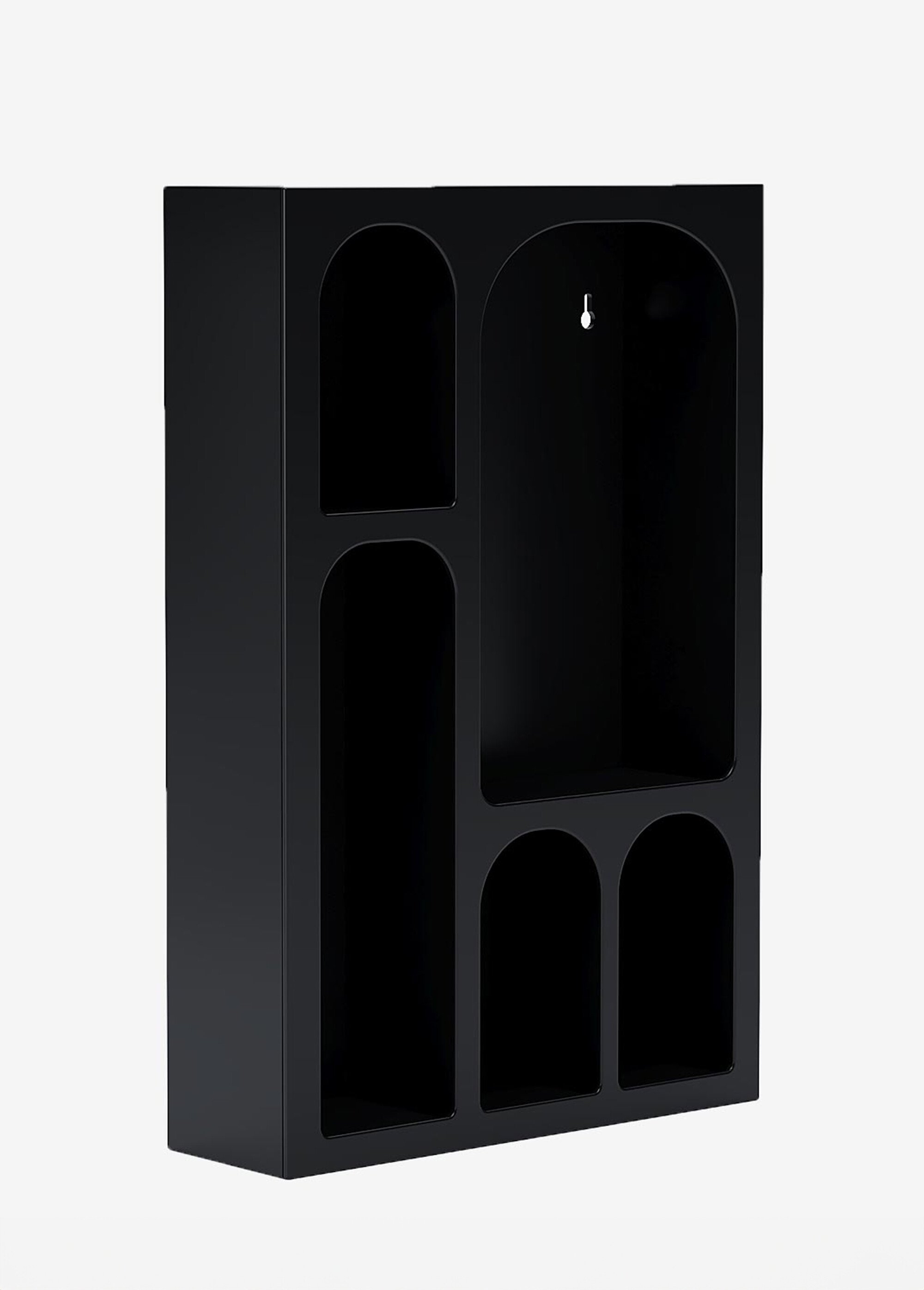 Petite étagère murale en bois, 5 niches NOIR POT-HORTENSE FA1
