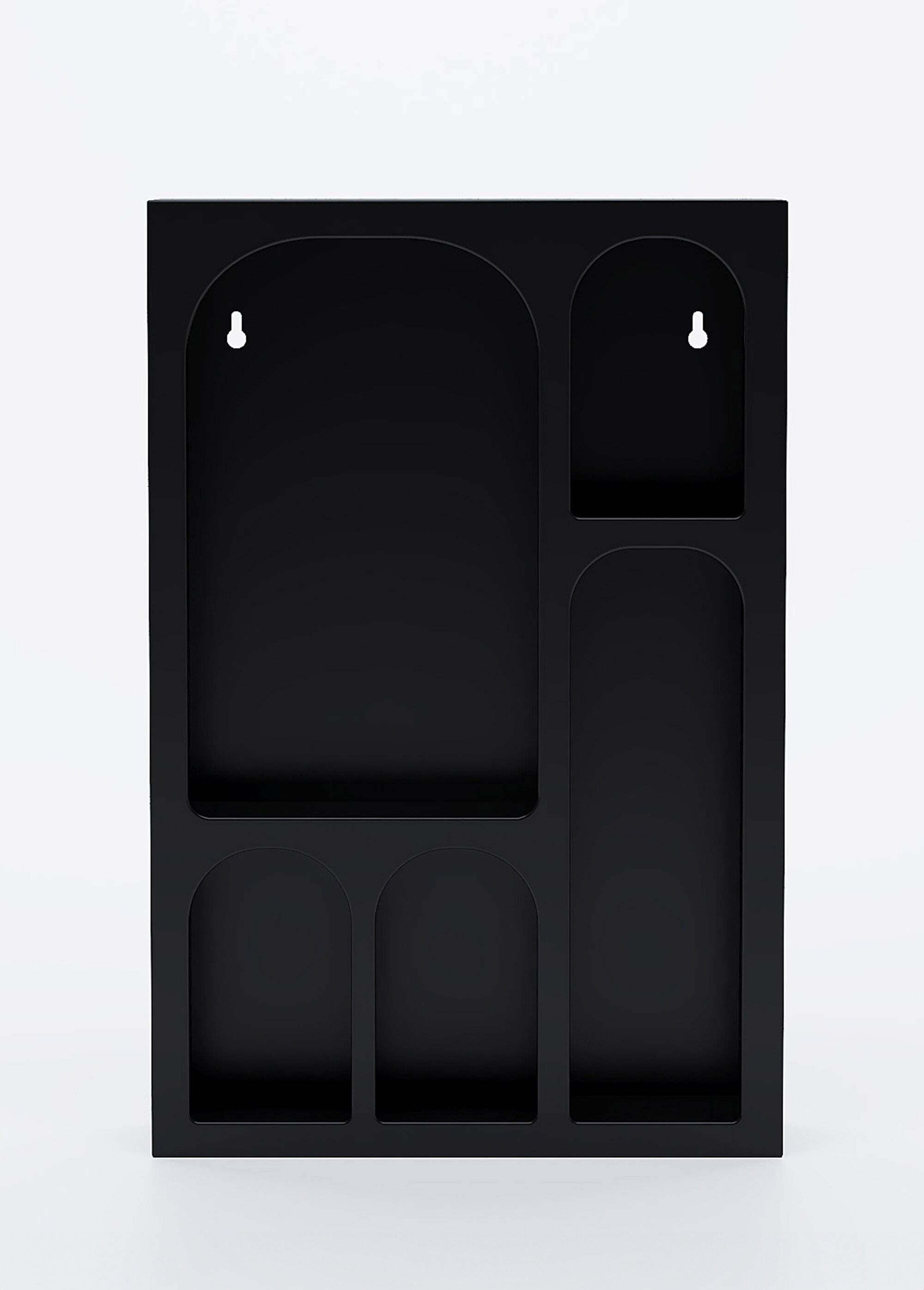 Petite étagère murale en bois, 5 niches NOIR POT-HORTENSE FA2