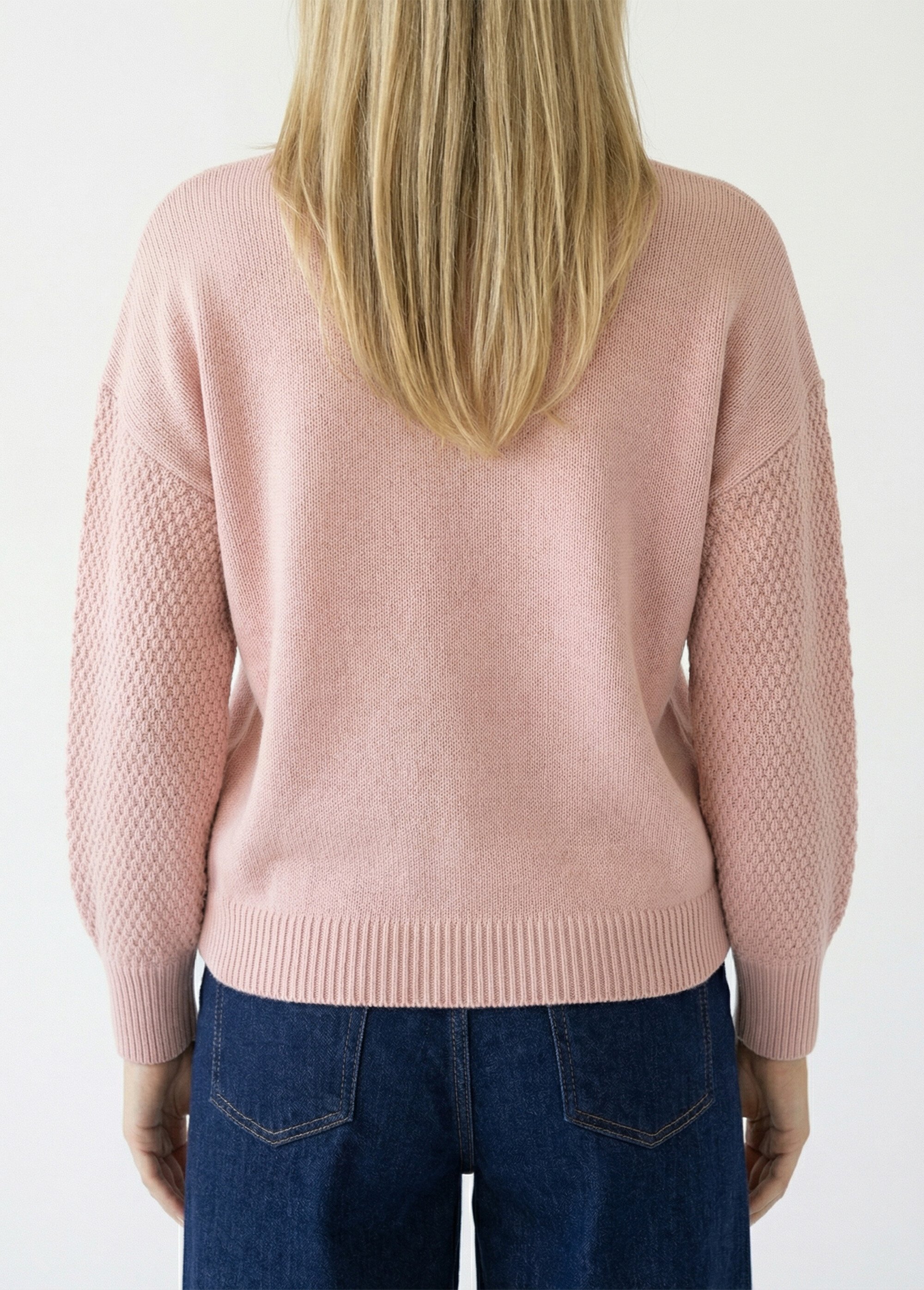 Pull doux fleurs brodées col rond Femme Rose MAGNOLIA DO1