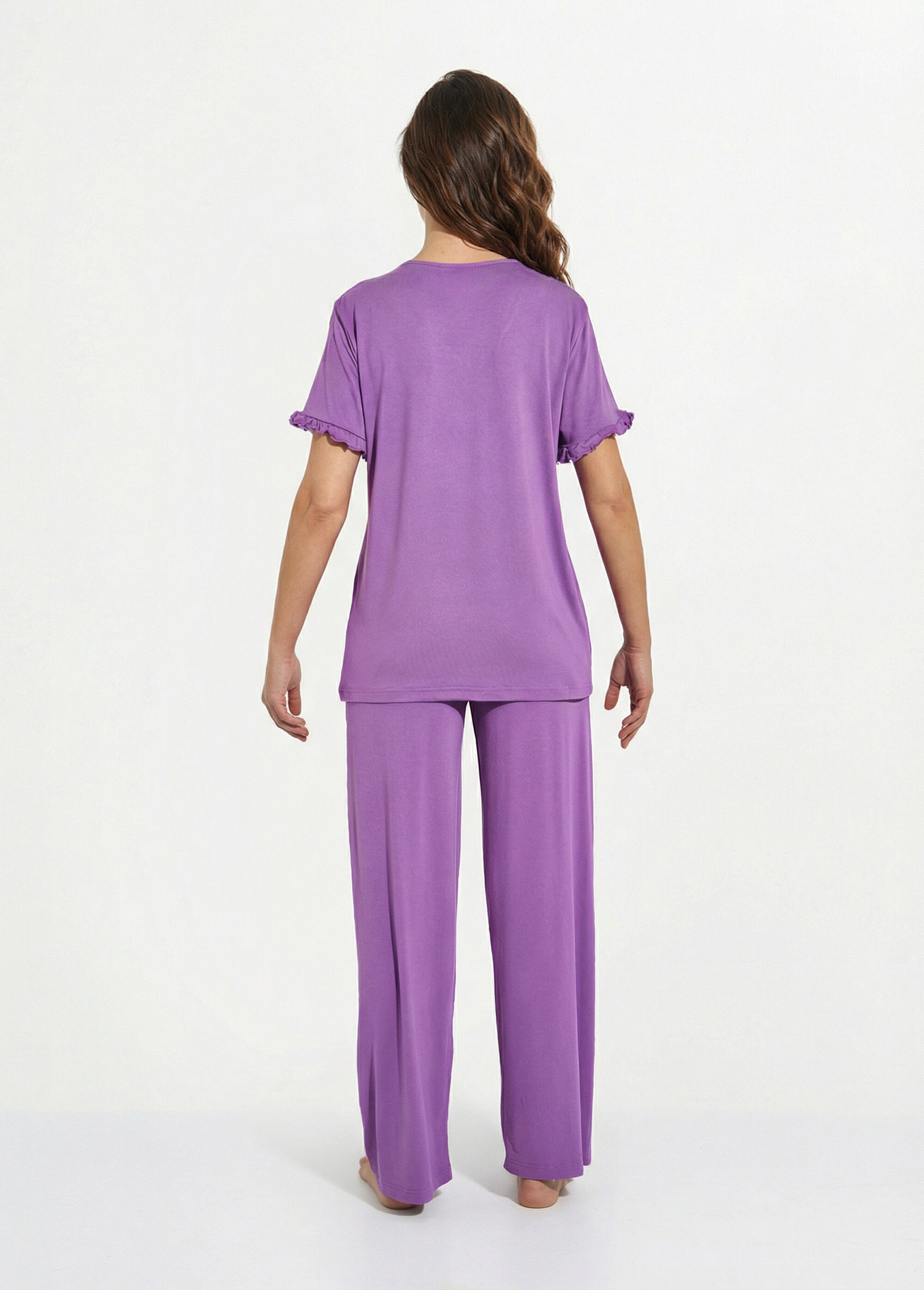 Pyjama fluide manches courtes pantalon large Femme Violet SERAIL DO1