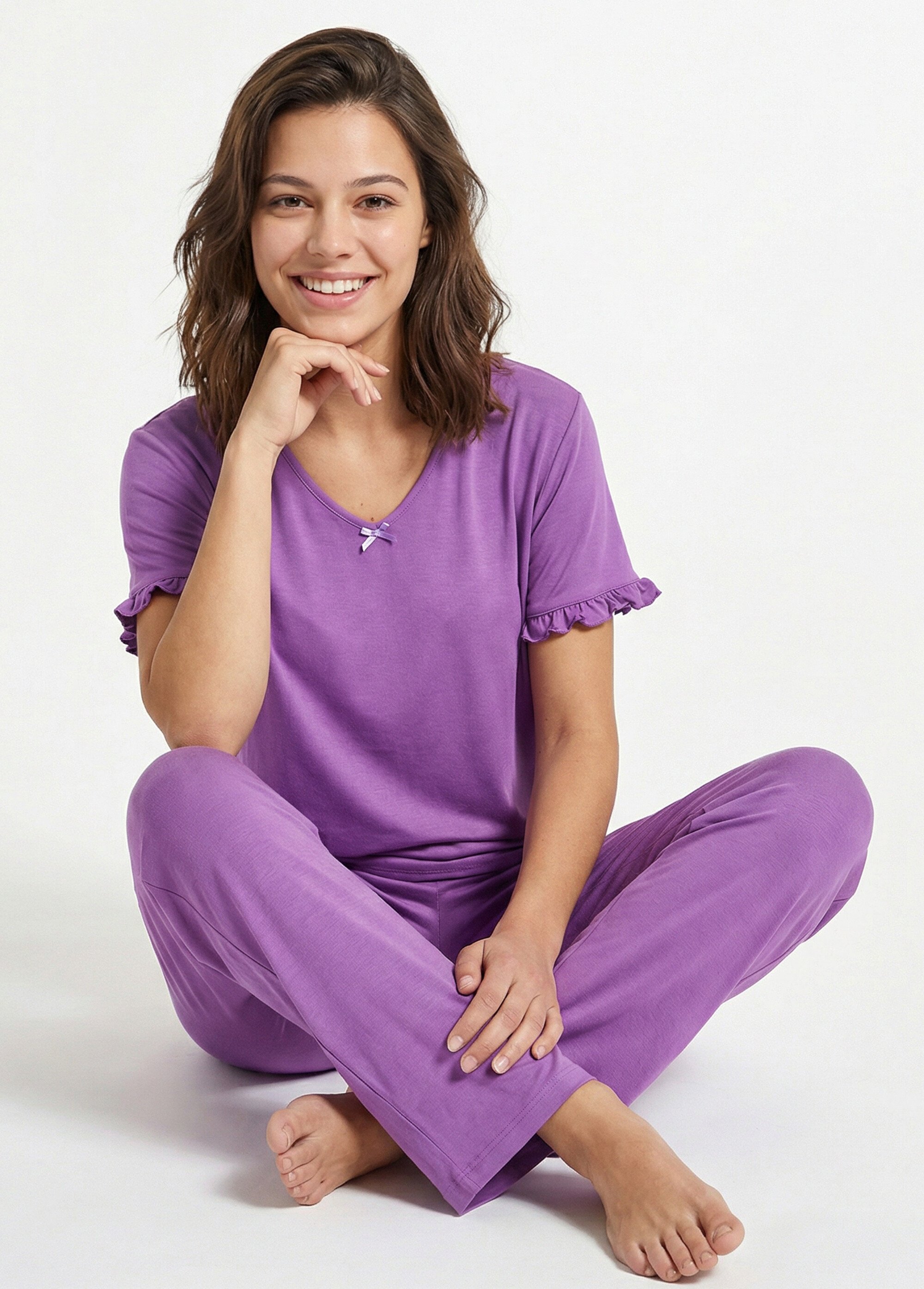 Pyjama fluide manches courtes pantalon large Femme Violet SERAIL MV1