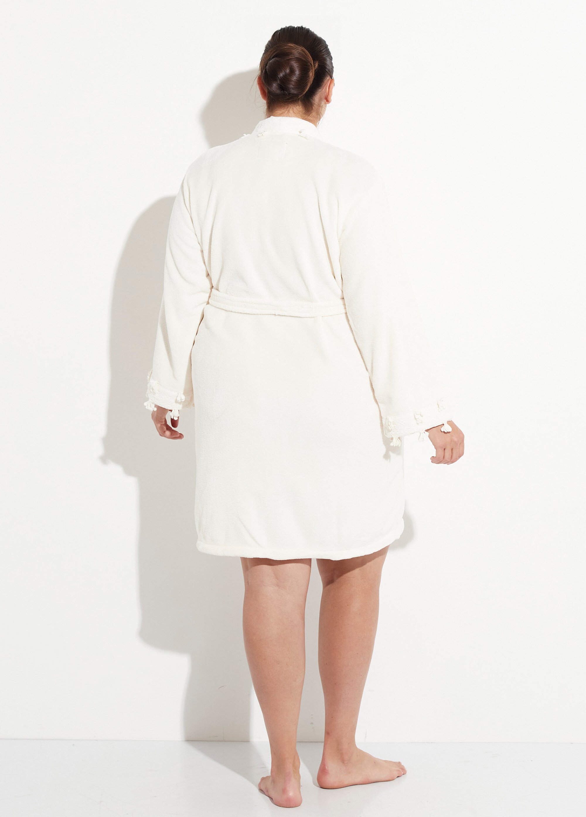Robe de chambre polaire bord dentelle