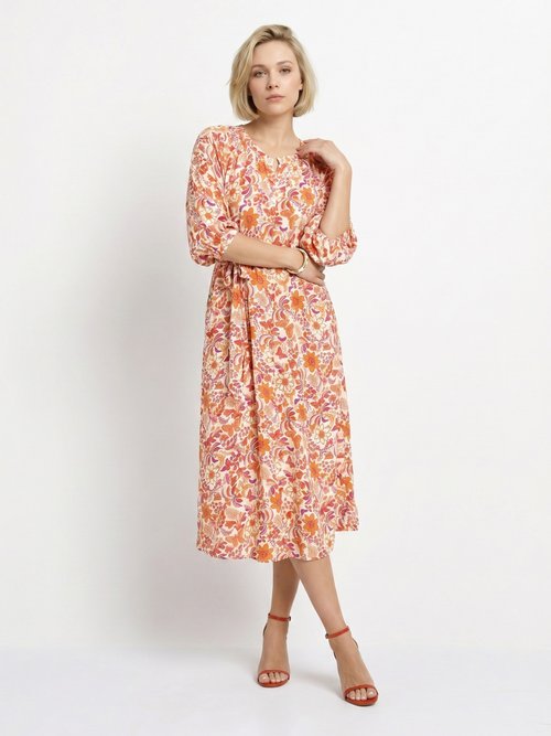 Robe longue boutonnée avec manches 3/4 Femme Orange ANG-MARCELIO MV1