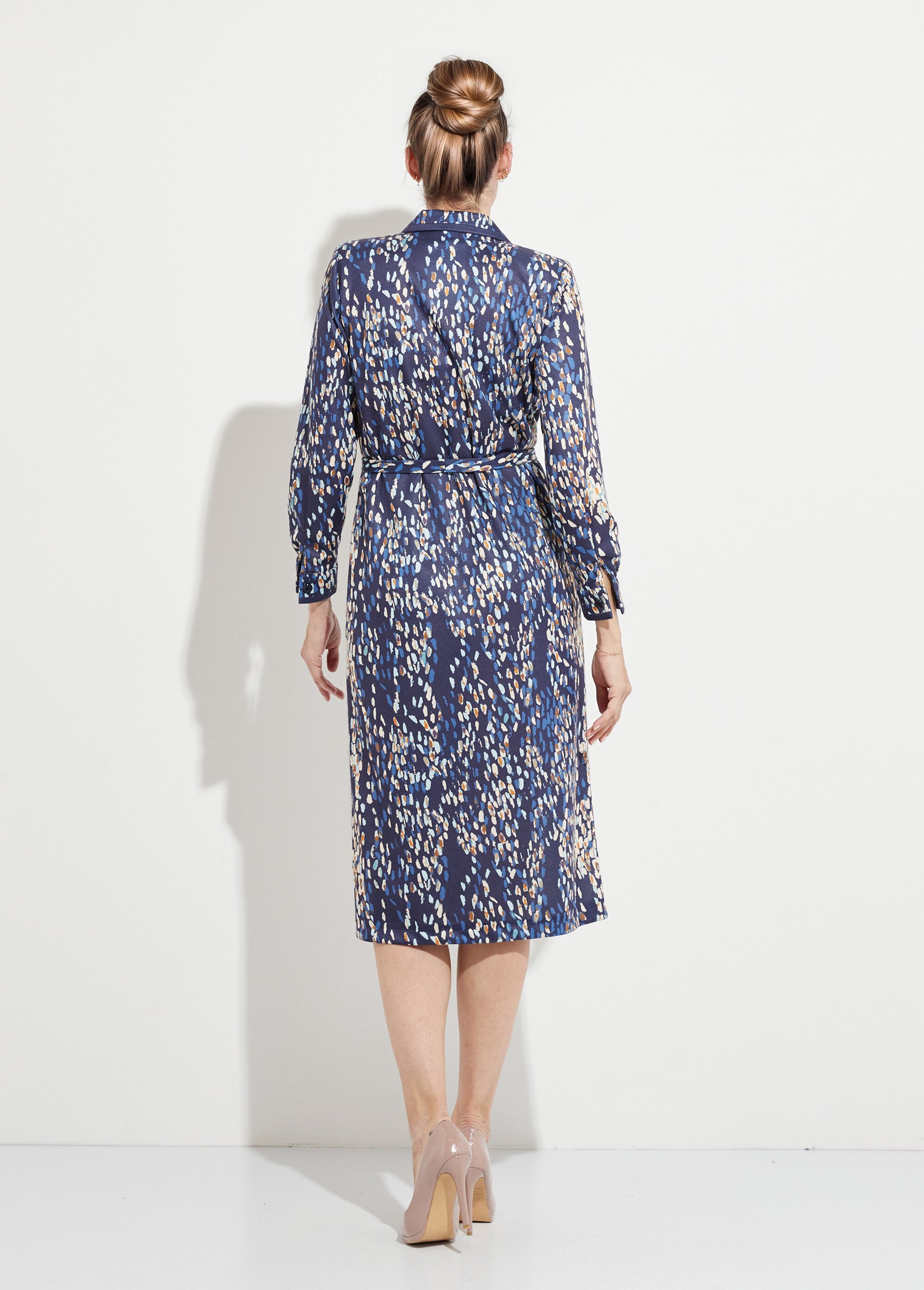 Robe mi longue col tailleur double boutonnage