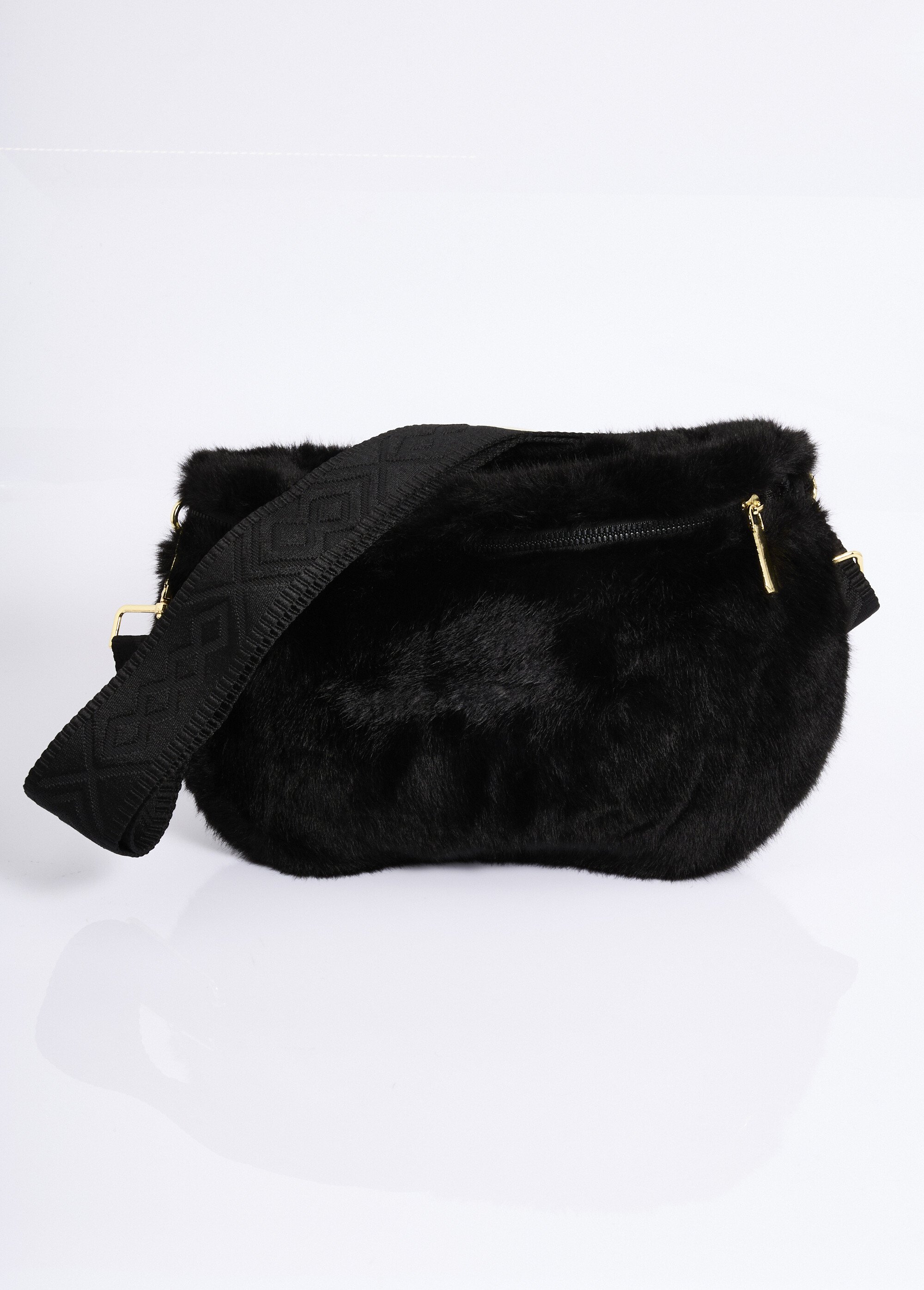 Sac banane zippé en fausse fourrure