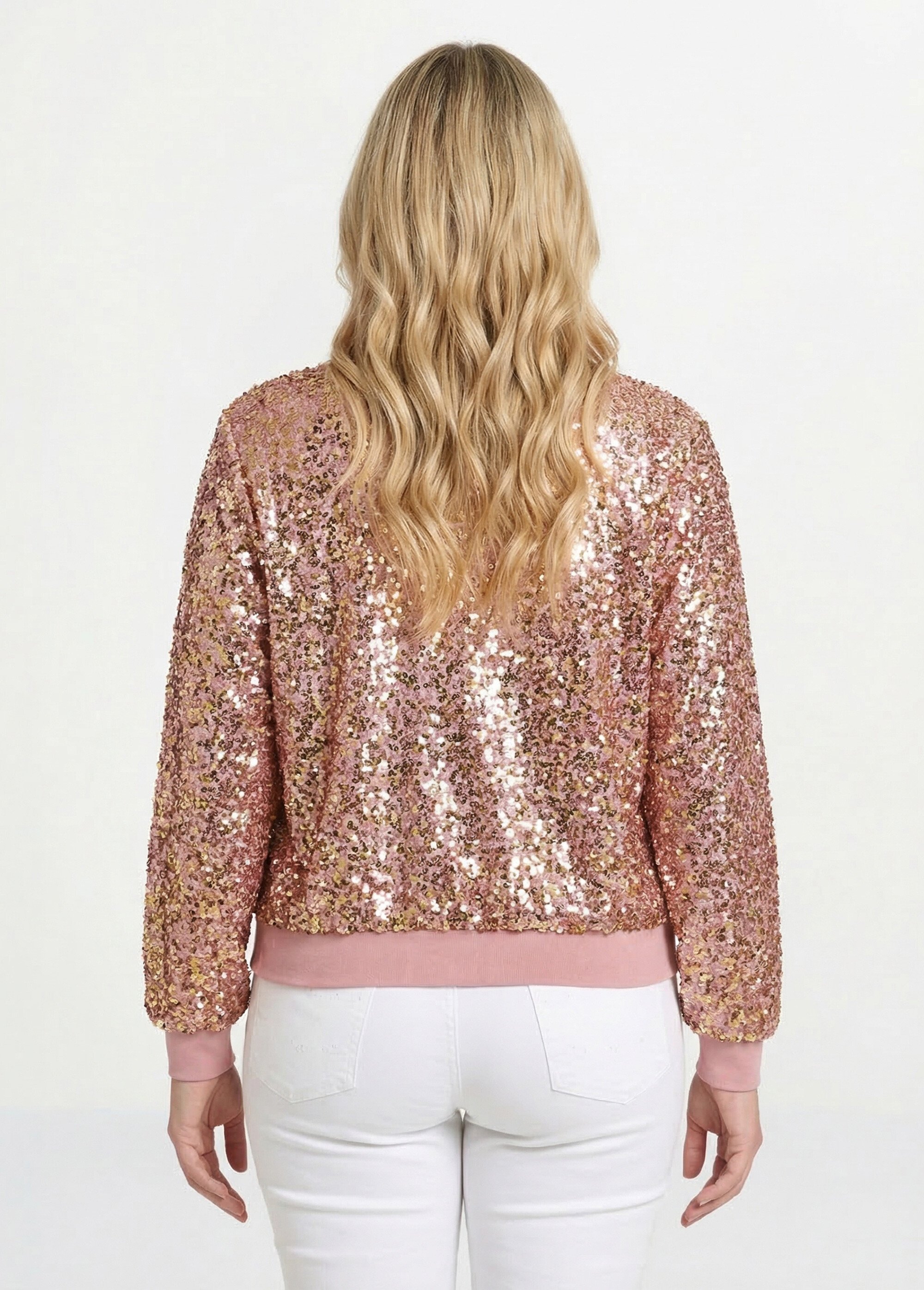 Sweat pailleté à sequins et col rond
