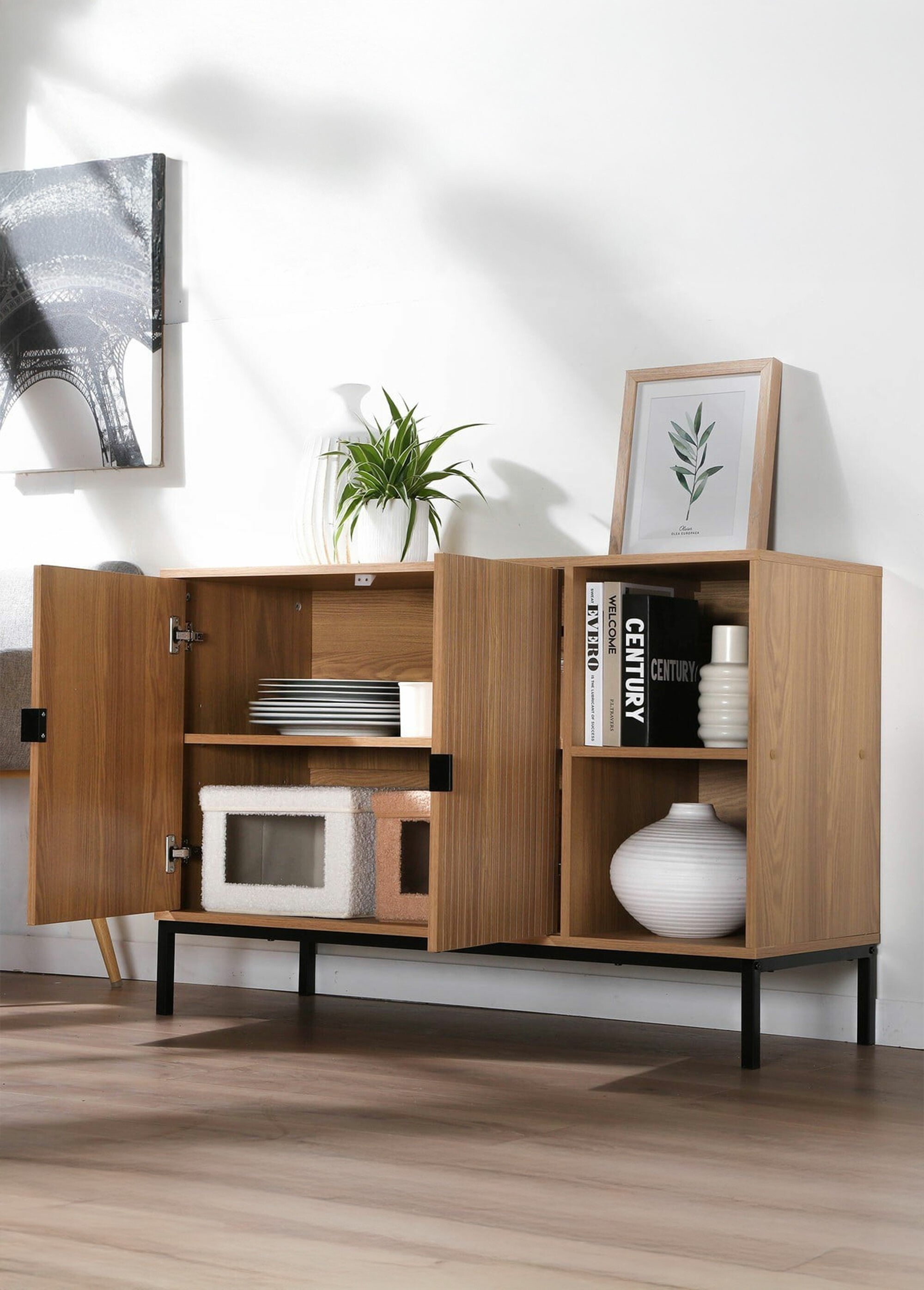 TARA Buffet strié 2 portes + 2 niches BEIGE CAL-14568133 SI2