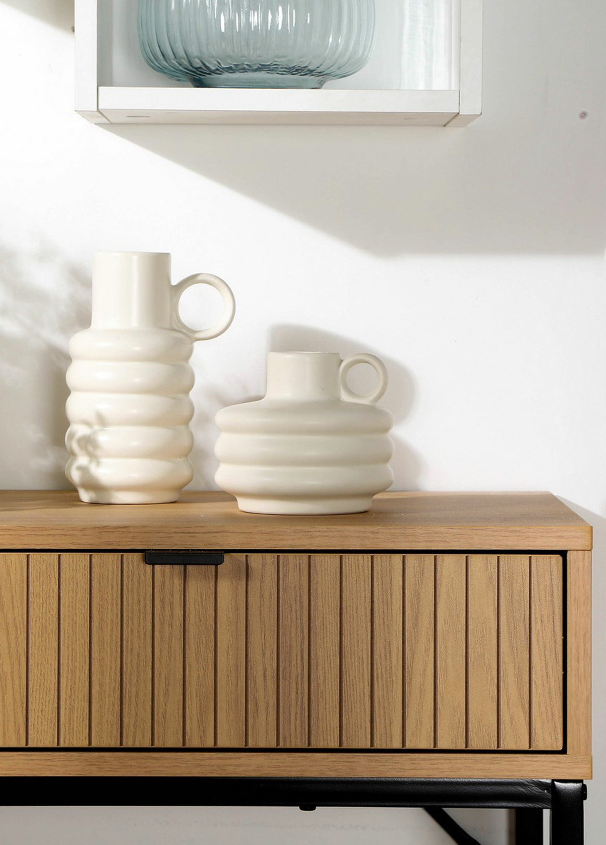 TARA Console effet strié, pieds métal BEIGE CAL-13681133 DE2