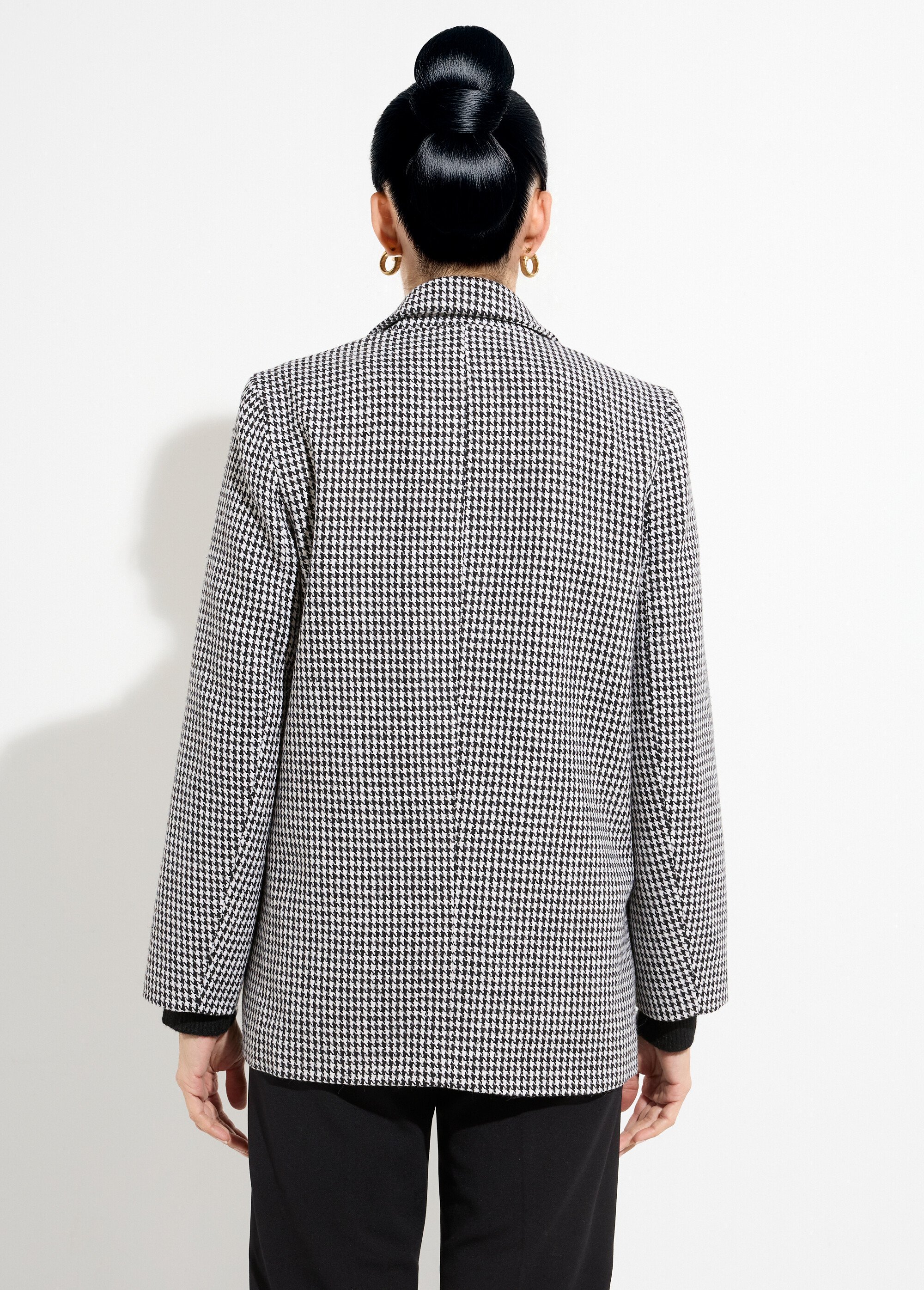 Veste jacquard pied de coq col tailleur