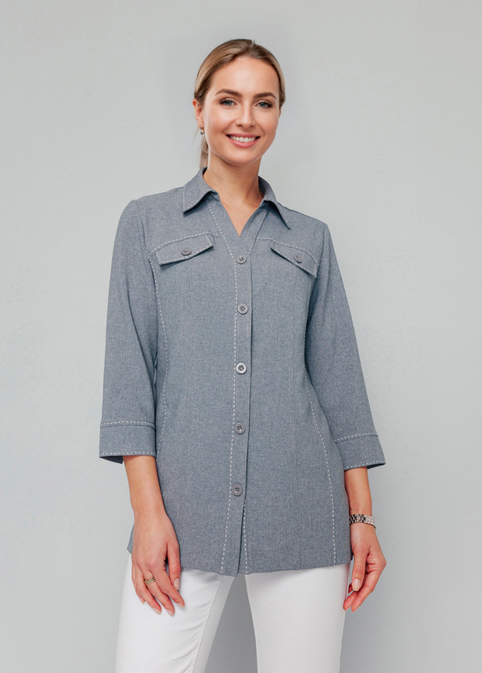Veste longue boutonnée Femme Argenté TOSCANE FA1