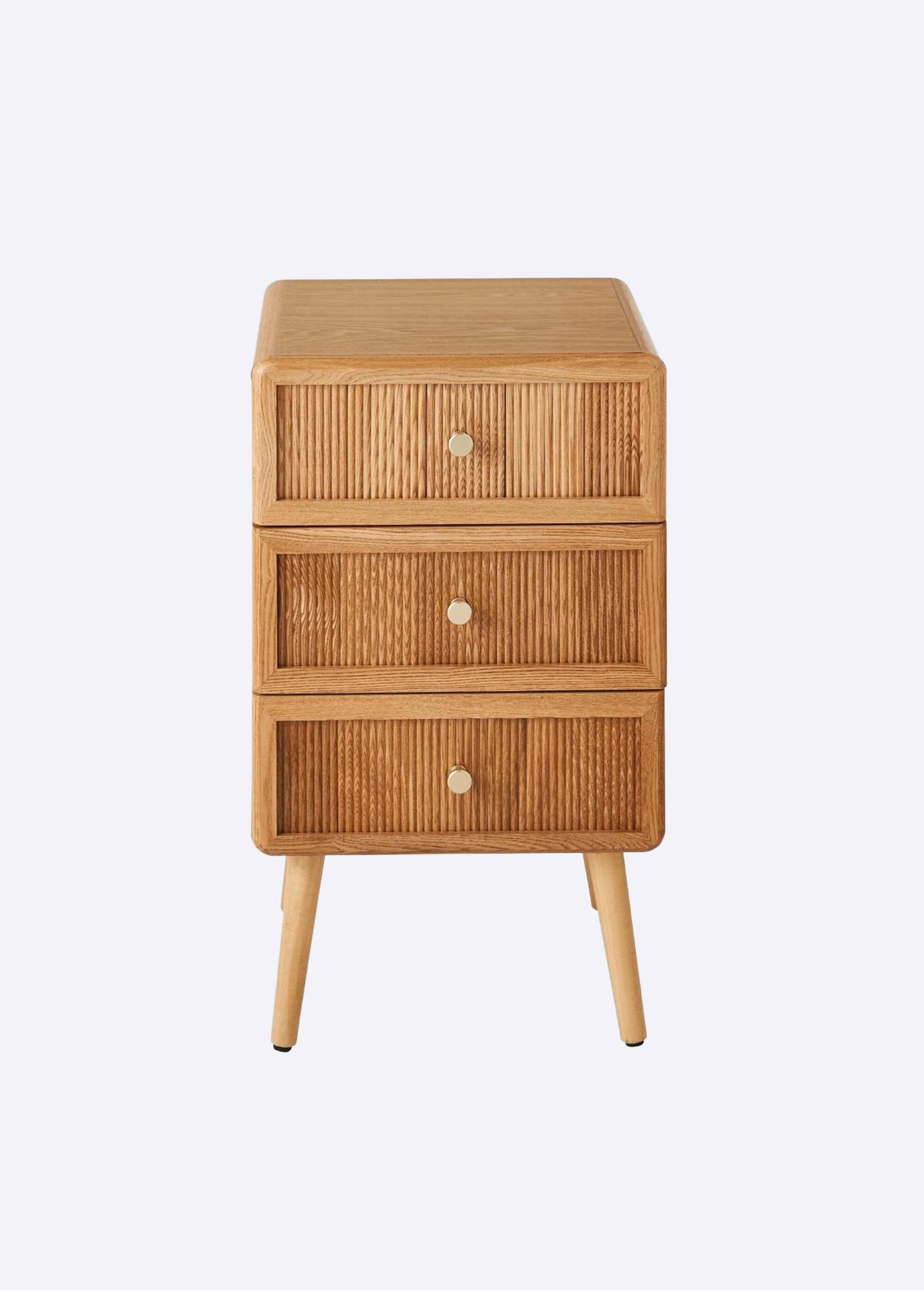 AVA Chevet 3 tiroirs effet lamellé BEIGE CAL-14909133 FA1