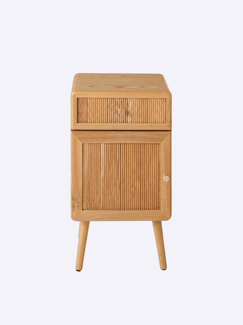 AVA Chevet porte + tiroir effet lamellé BEIGE CAL-14911133 FA1