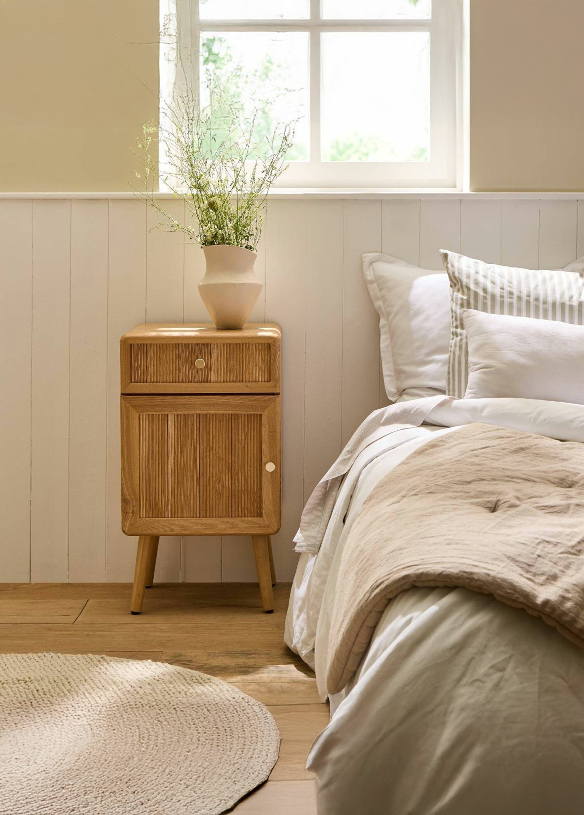 AVA Chevet porte + tiroir effet lamellé BEIGE CAL-14911133 SI1