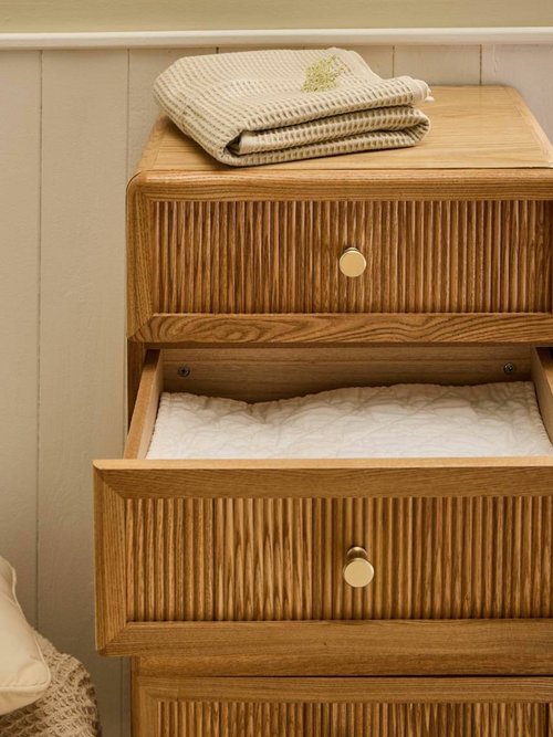 AVA Chiffonnier 5 tiroirs effet lamellé BEIGE CAL-14910133 DE1