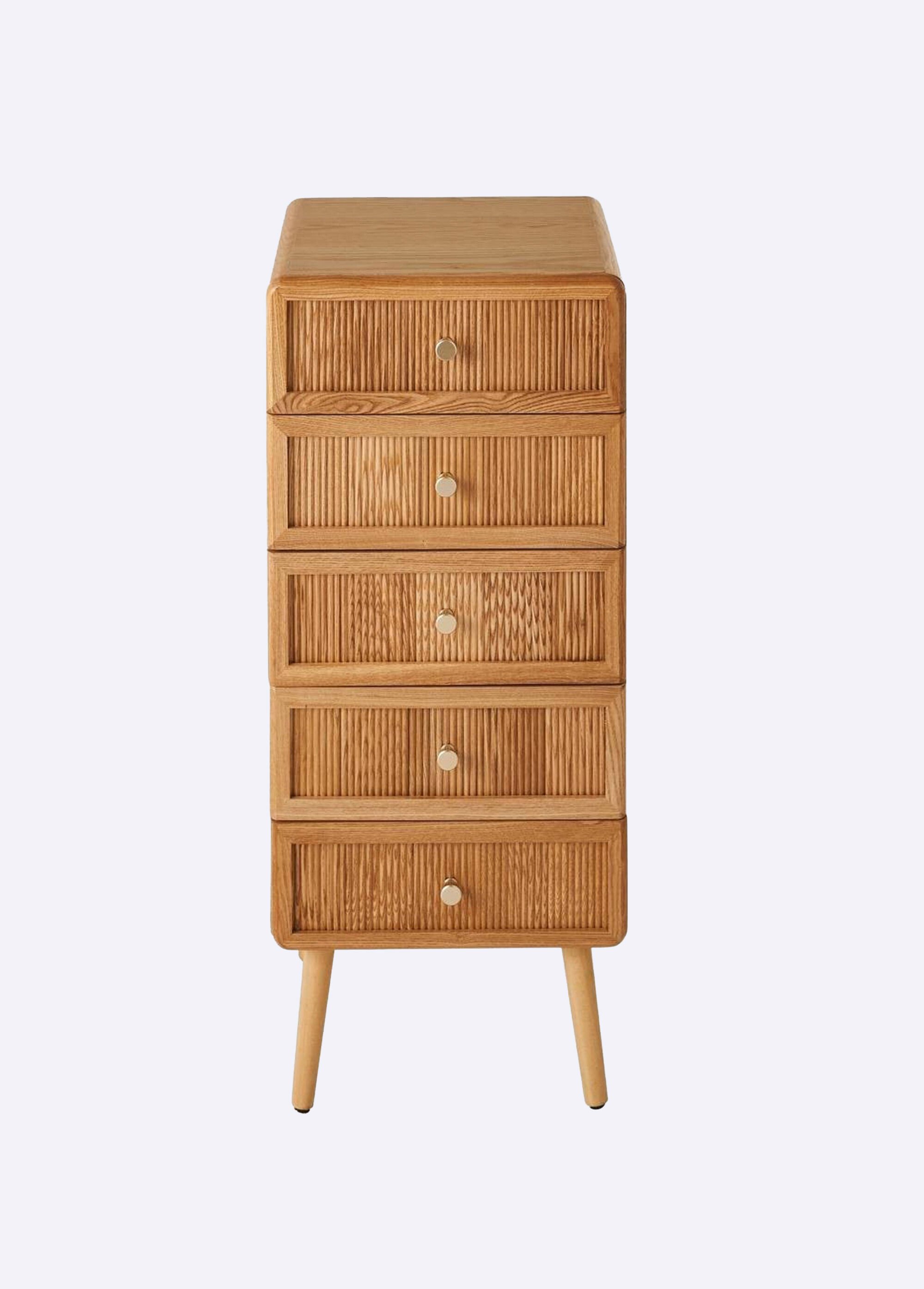 AVA Chiffonnier 5 tiroirs effet lamellé