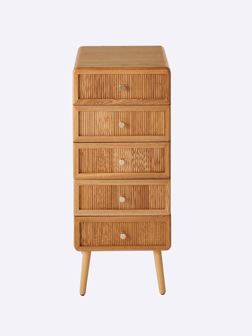 AVA Chiffonnier 5 tiroirs effet lamellé BEIGE CAL-14910133 FA1
