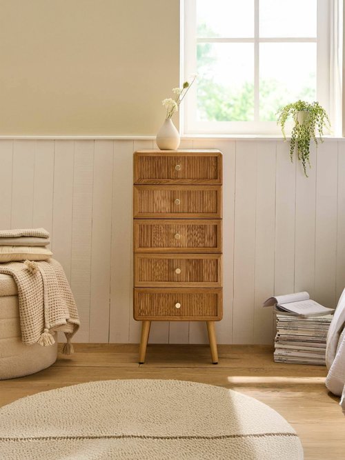 AVA Chiffonnier 5 tiroirs effet lamellé BEIGE CAL-14910133 SI1