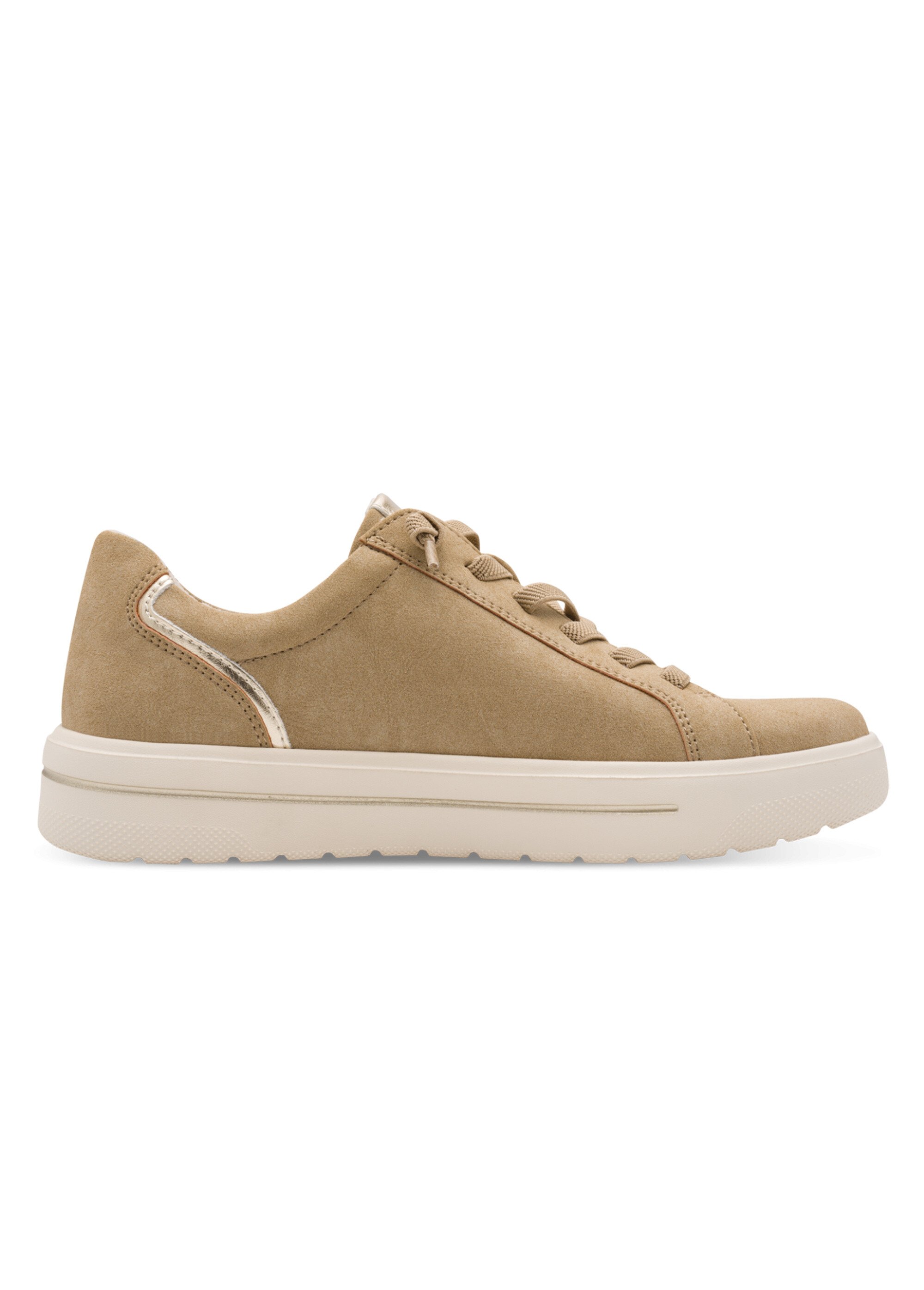 Baskets confortables à lacets élastiqués Femme Beige JAN-82377046 DR1