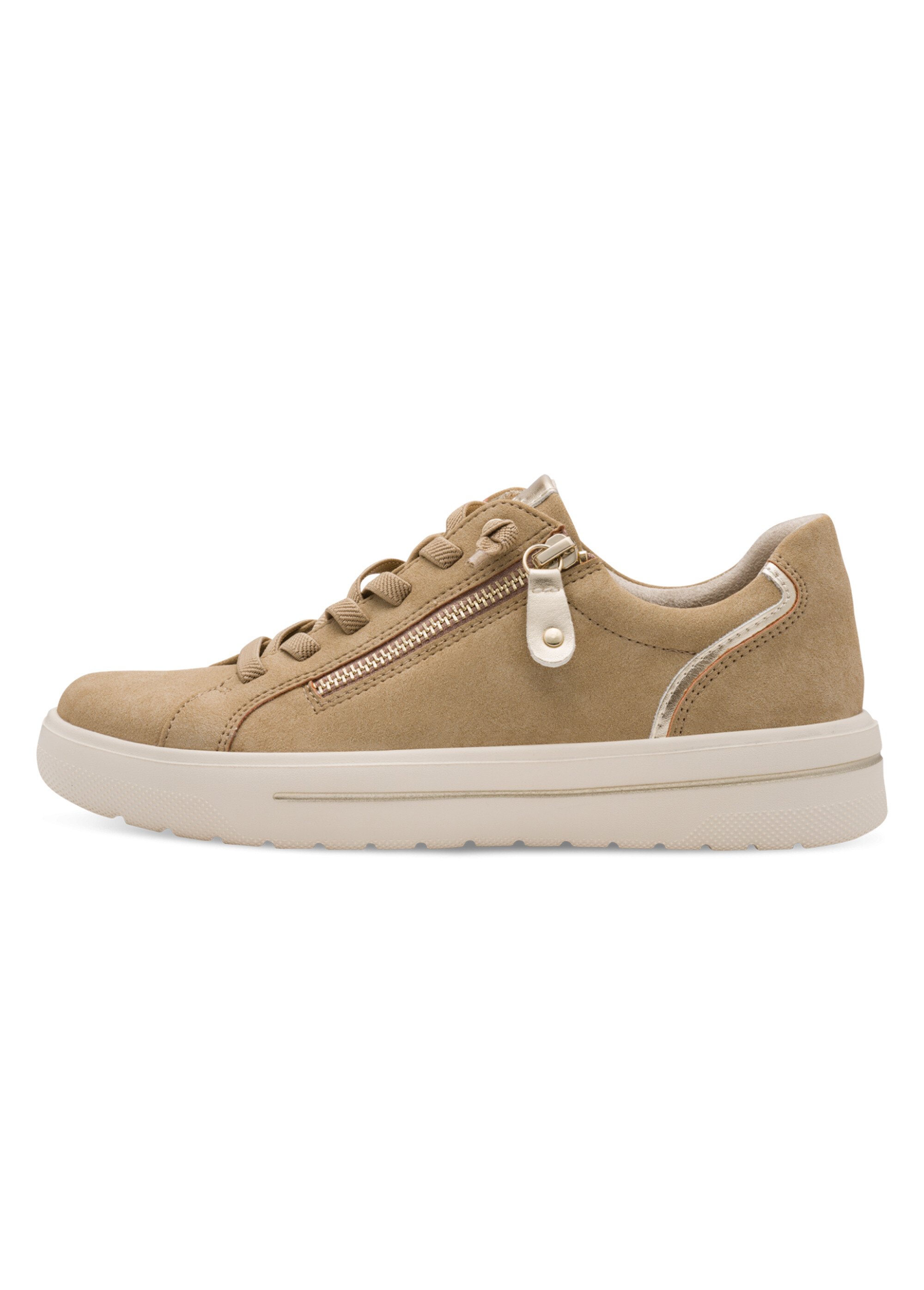 Baskets confortables à lacets élastiqués Femme Beige JAN-82377046 GA1