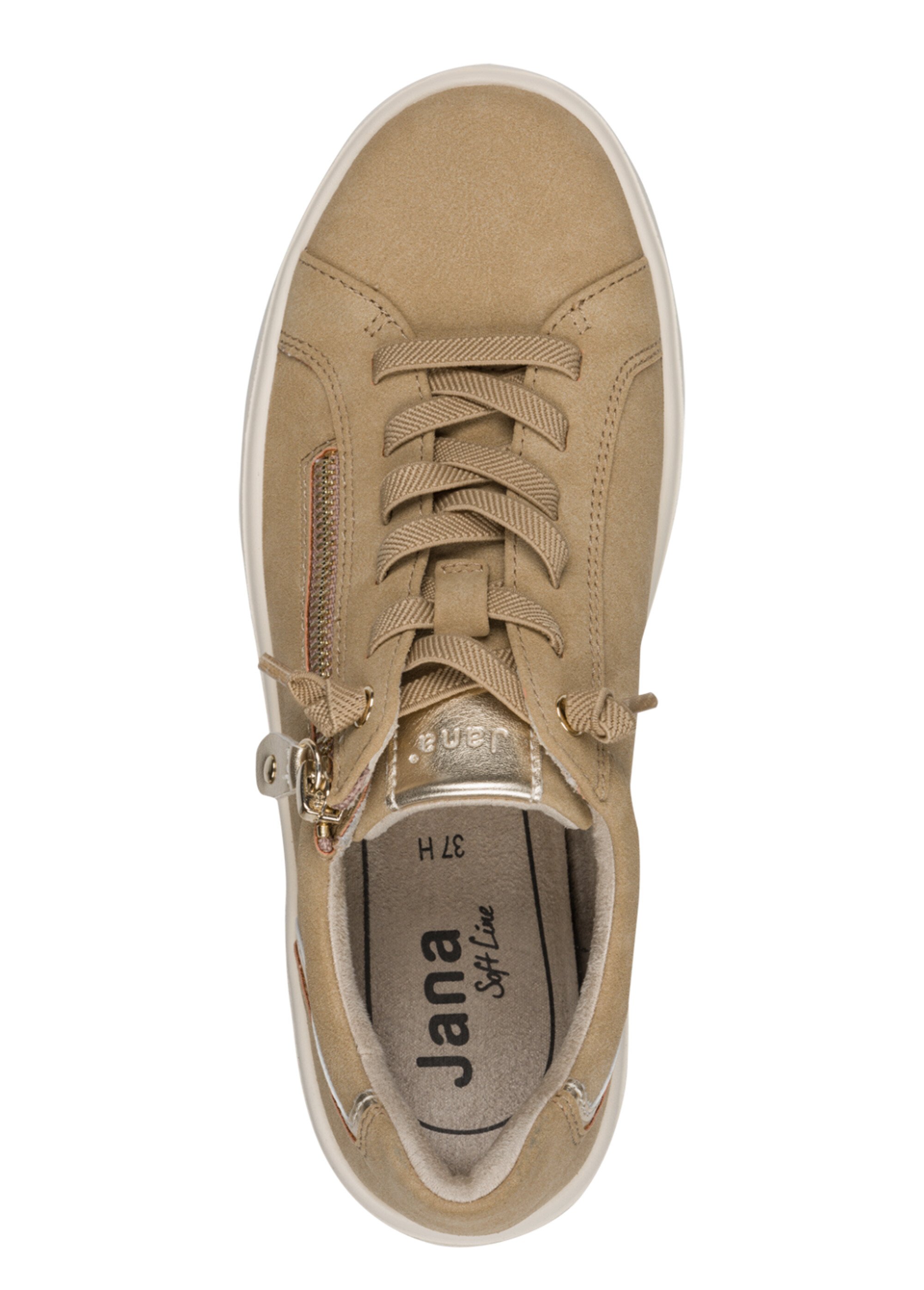 Baskets confortables à lacets élastiqués Femme Beige JAN-82377046 OV1