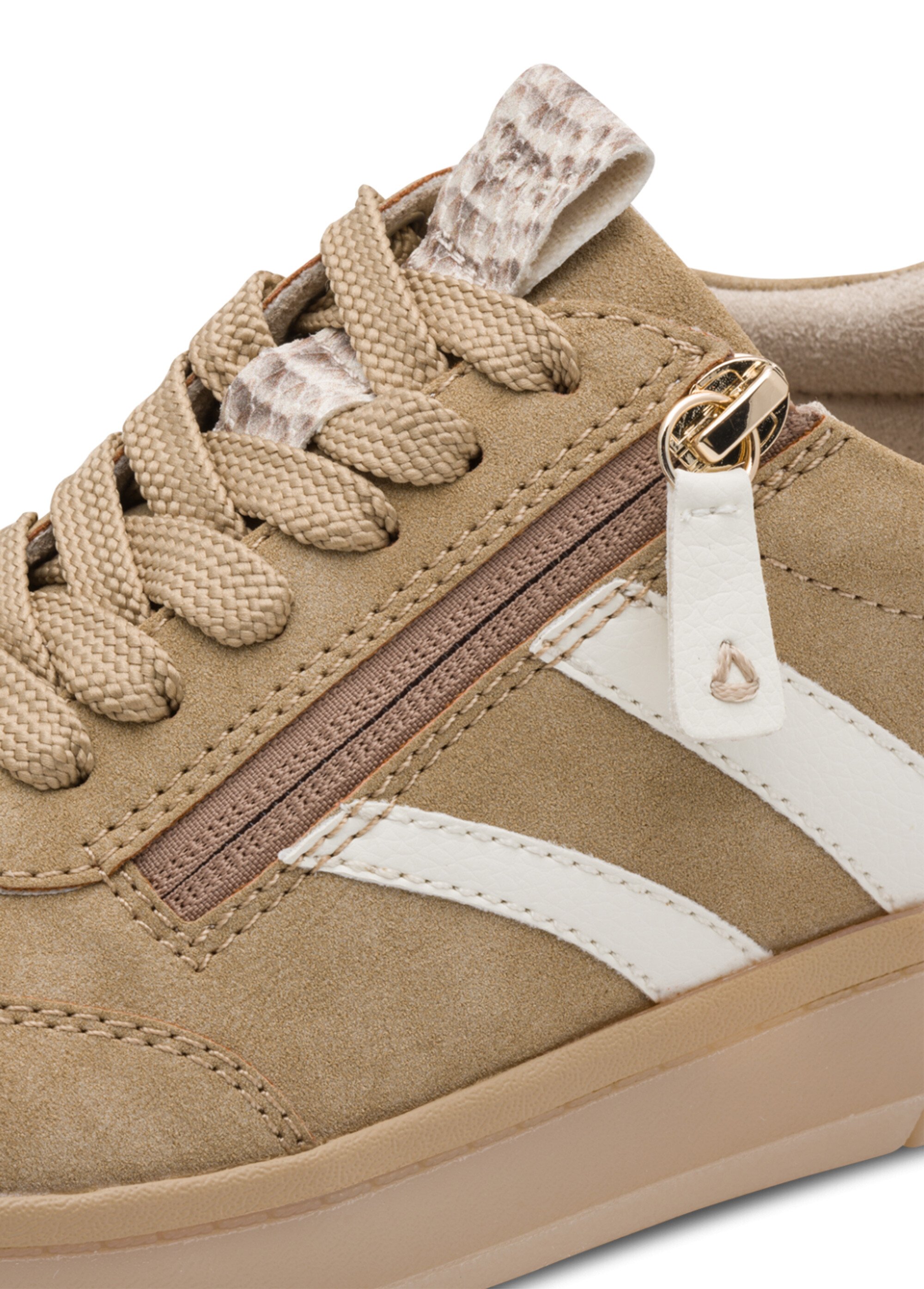 Baskets suédine, détail talon fantaisie Femme Beige JAN-82378444 DE1