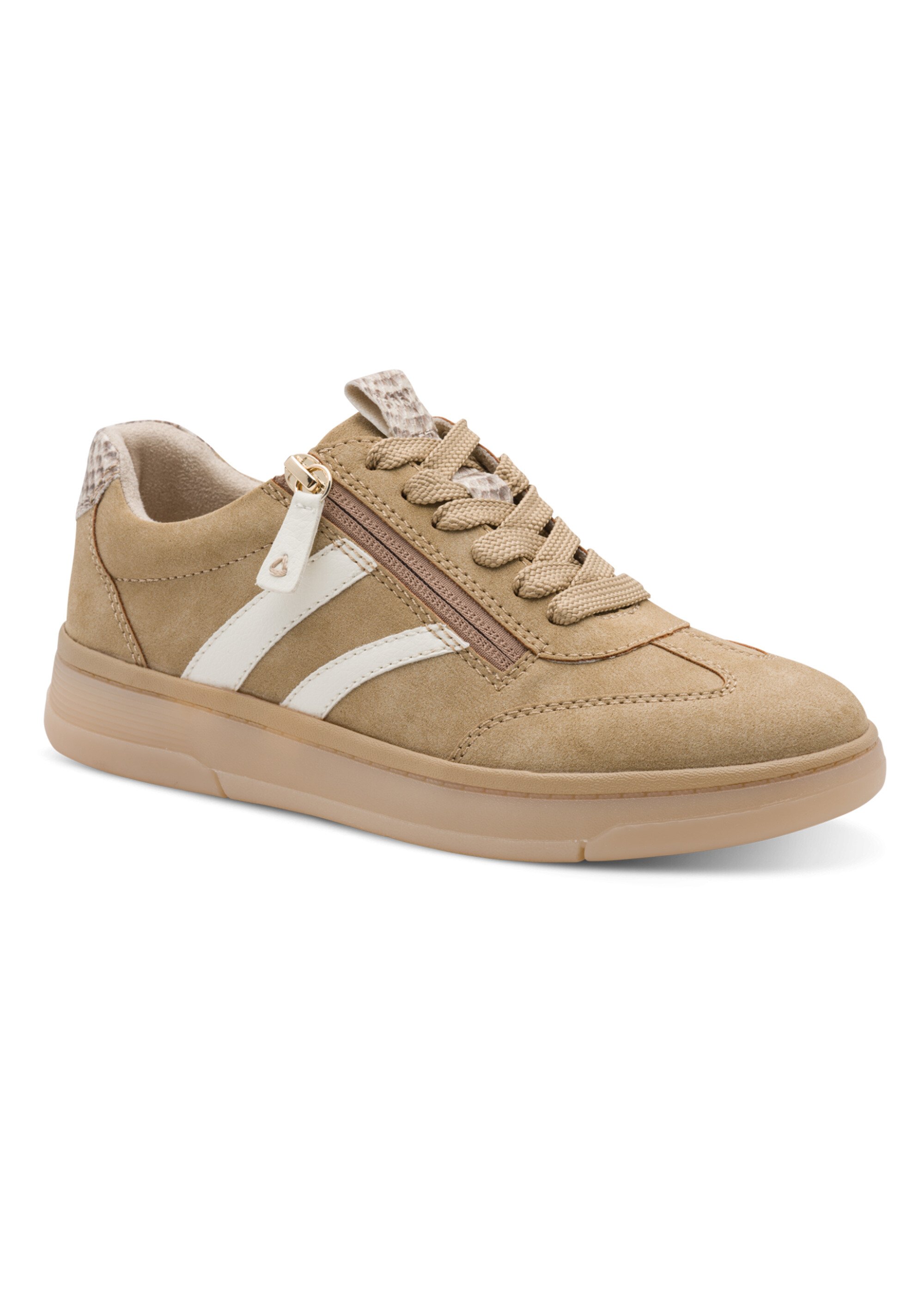 Baskets suédine, détail talon fantaisie Femme Beige JAN-82378444 FA1
