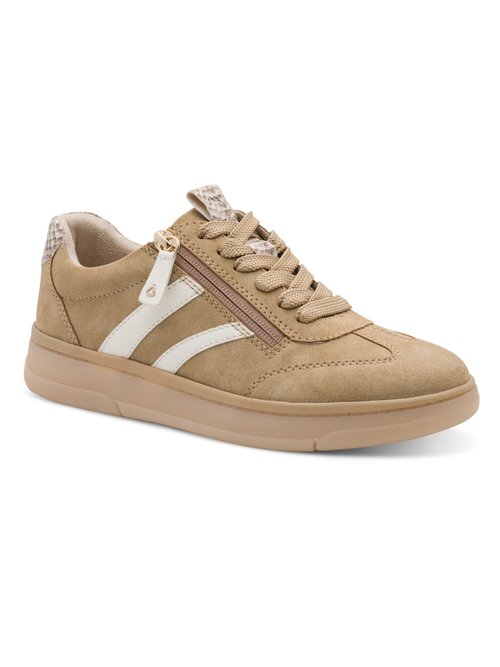 Baskets suédine, détail talon fantaisie Femme Beige JAN-82378444 FA1