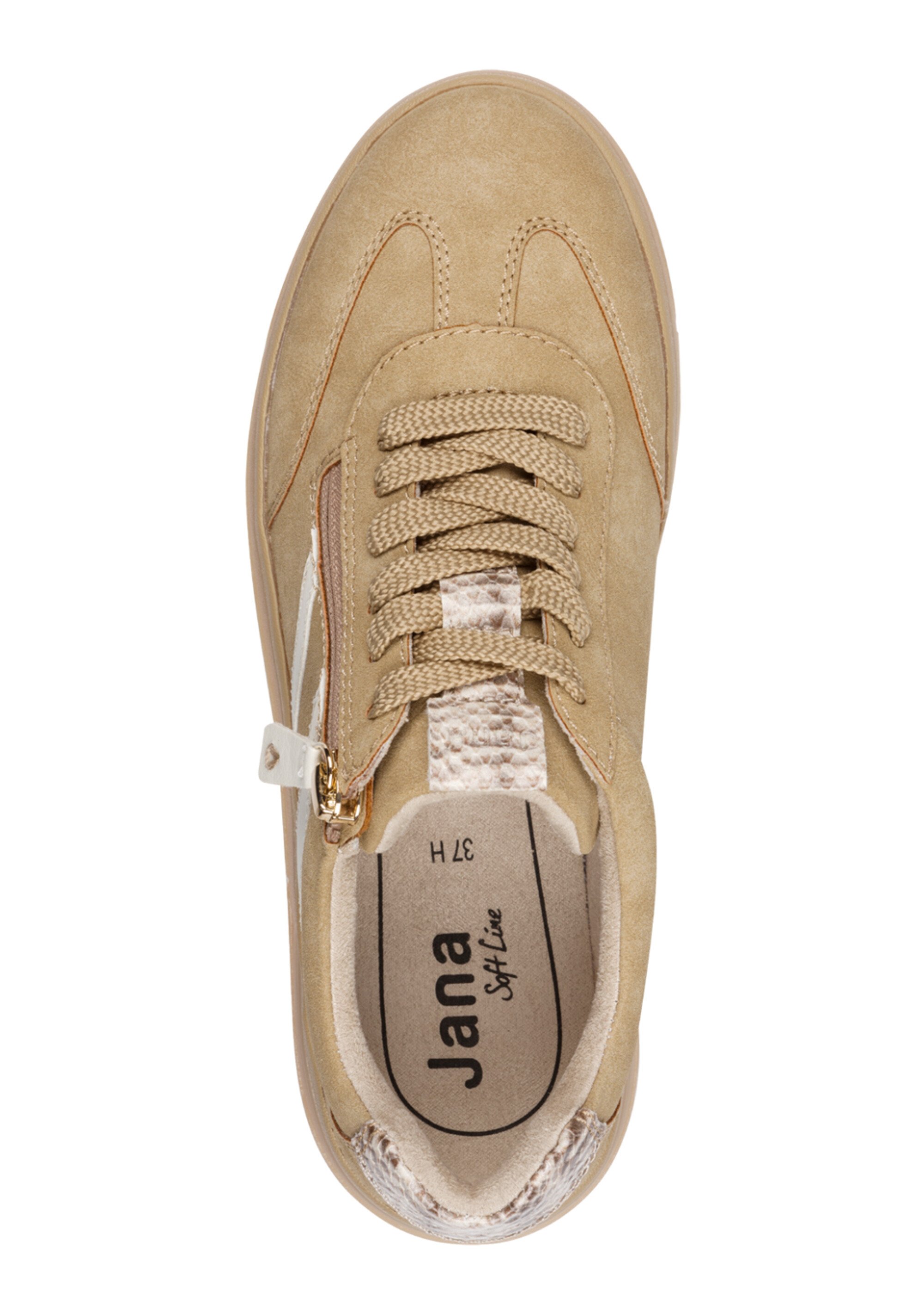 Baskets suédine, détail talon fantaisie Femme Beige JAN-82378444 OV1