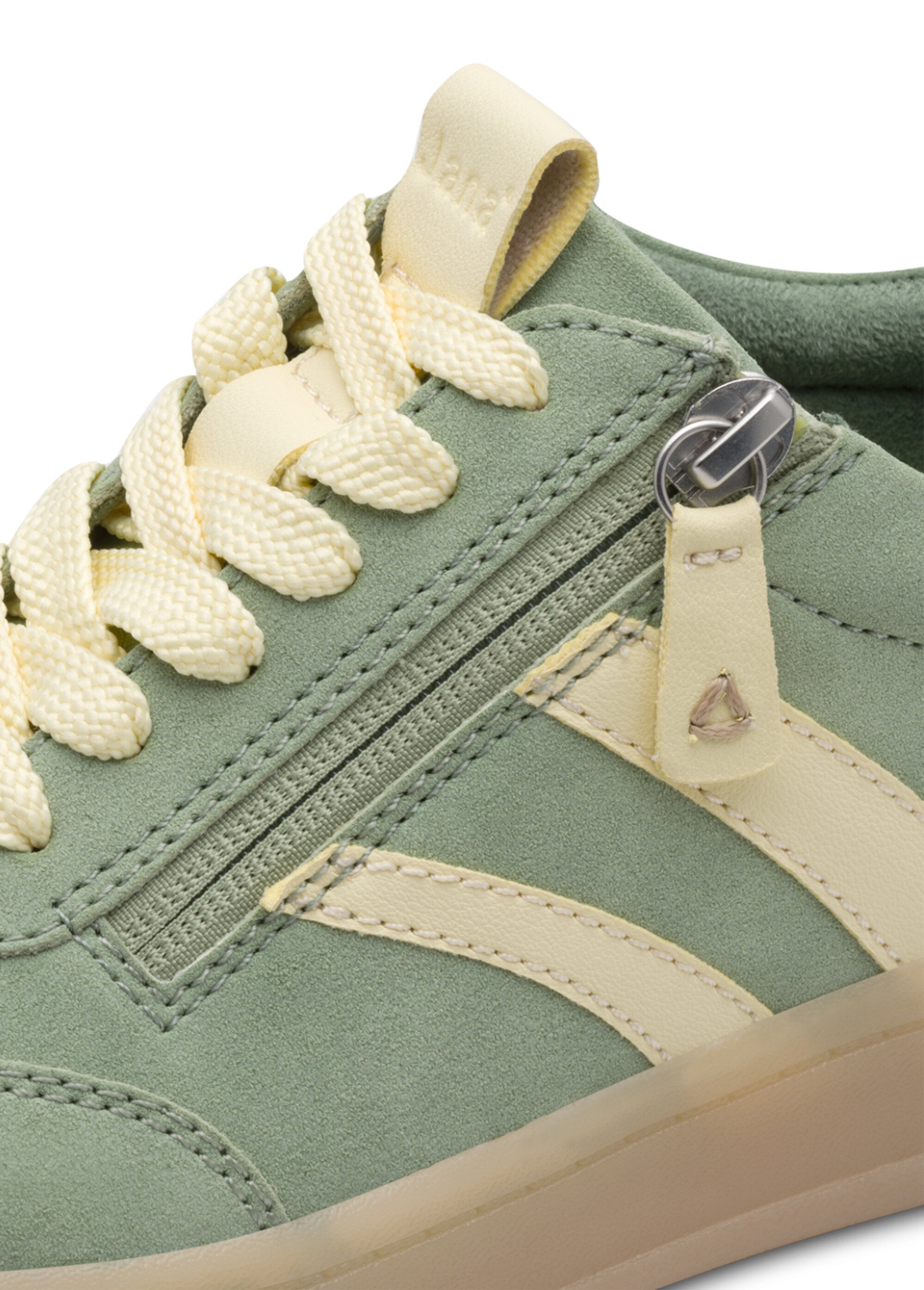 Baskets suédine, détail talon fantaisie Femme Vert JAN-82378444 DE1