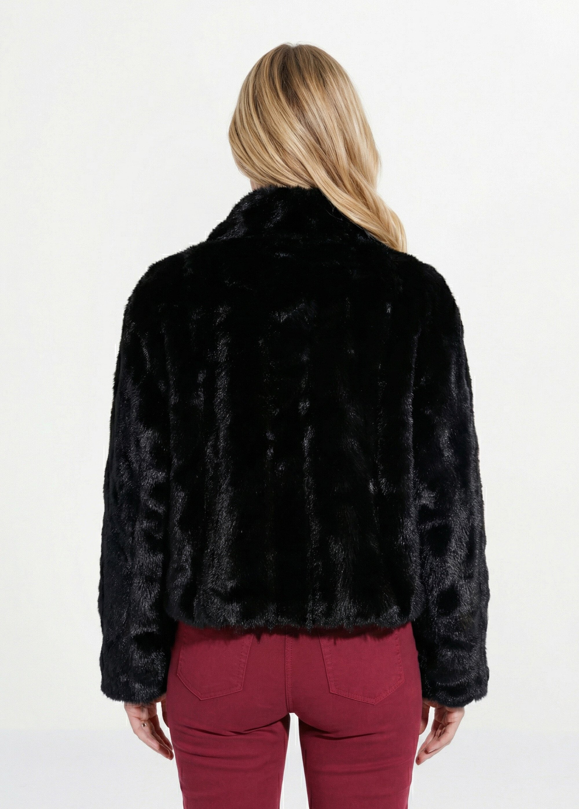 Blouson col montant en fausse fourrure
