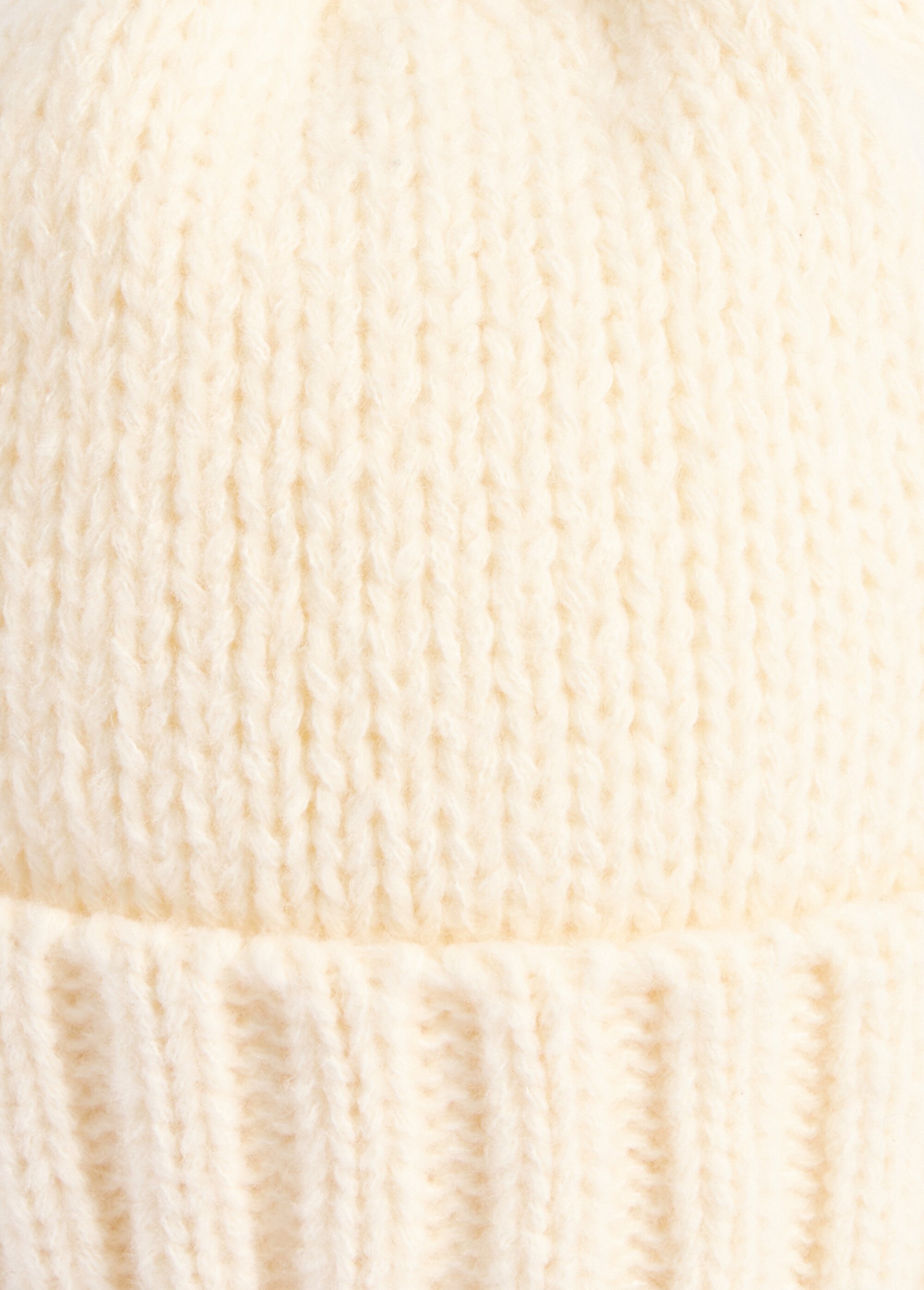 Bonnet pastel en maille cotelée à revers Femme Beige NES180LSHW2409 DE1