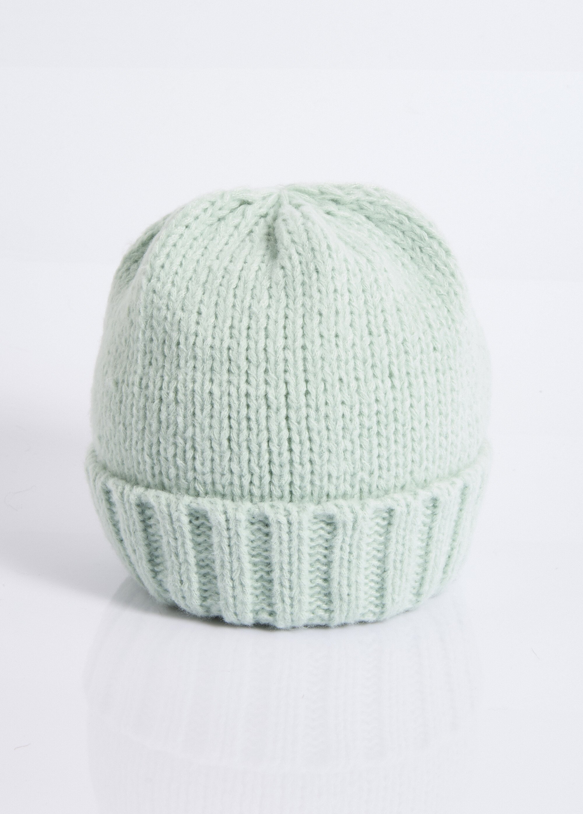Bonnet pastel en maille cotelée à revers