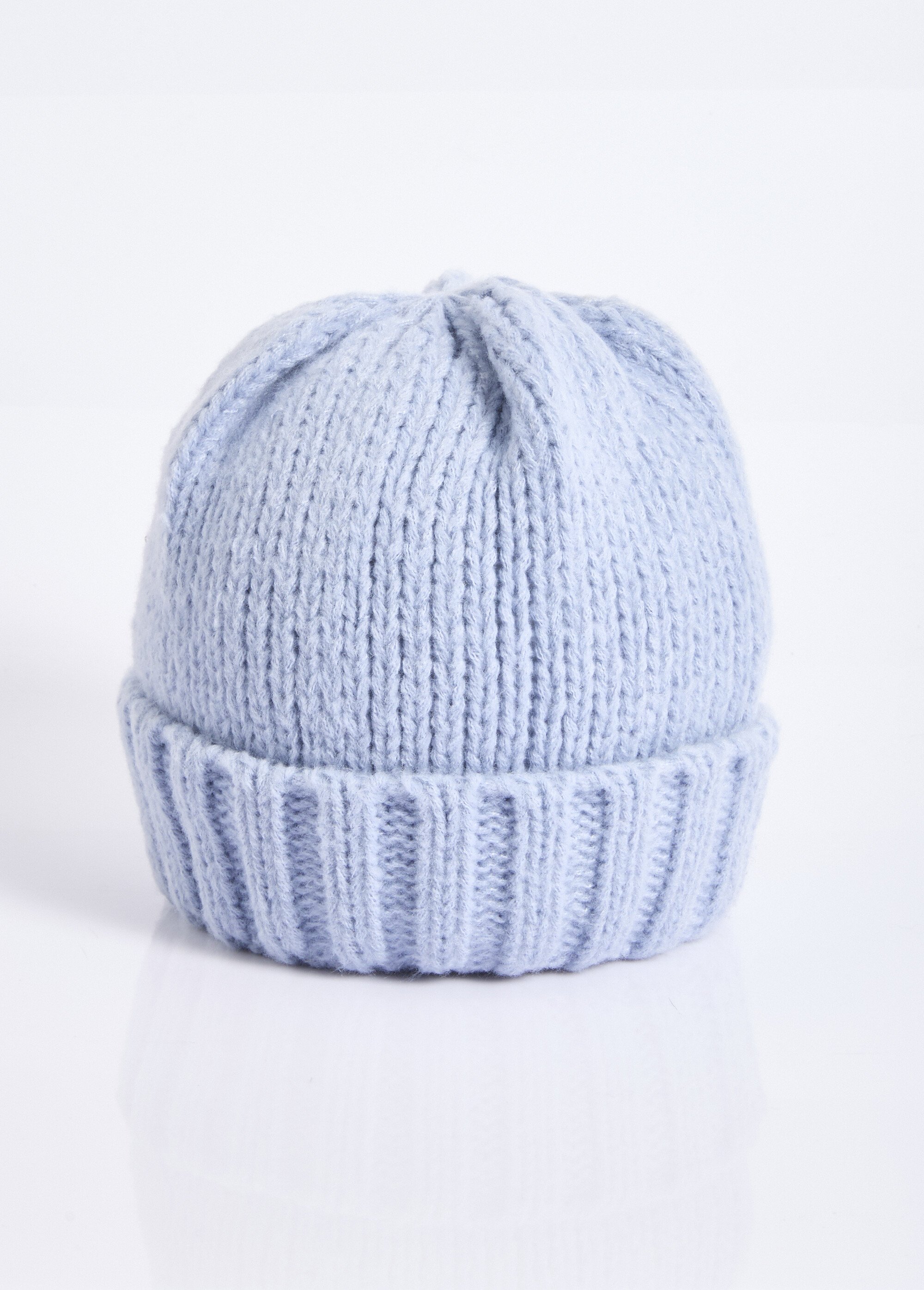 Bonnet pastel en maille cotelée à revers