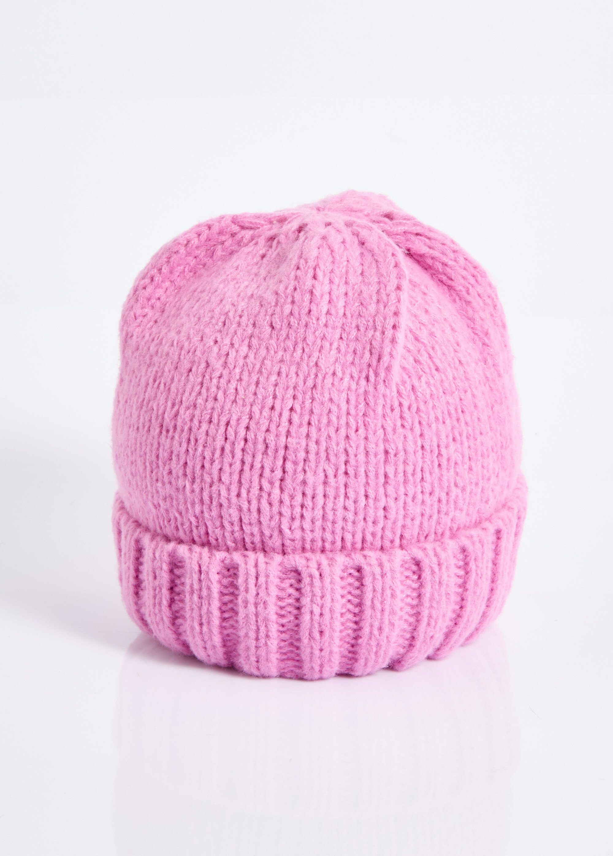 Bonnet pastel en maille cotelée à revers