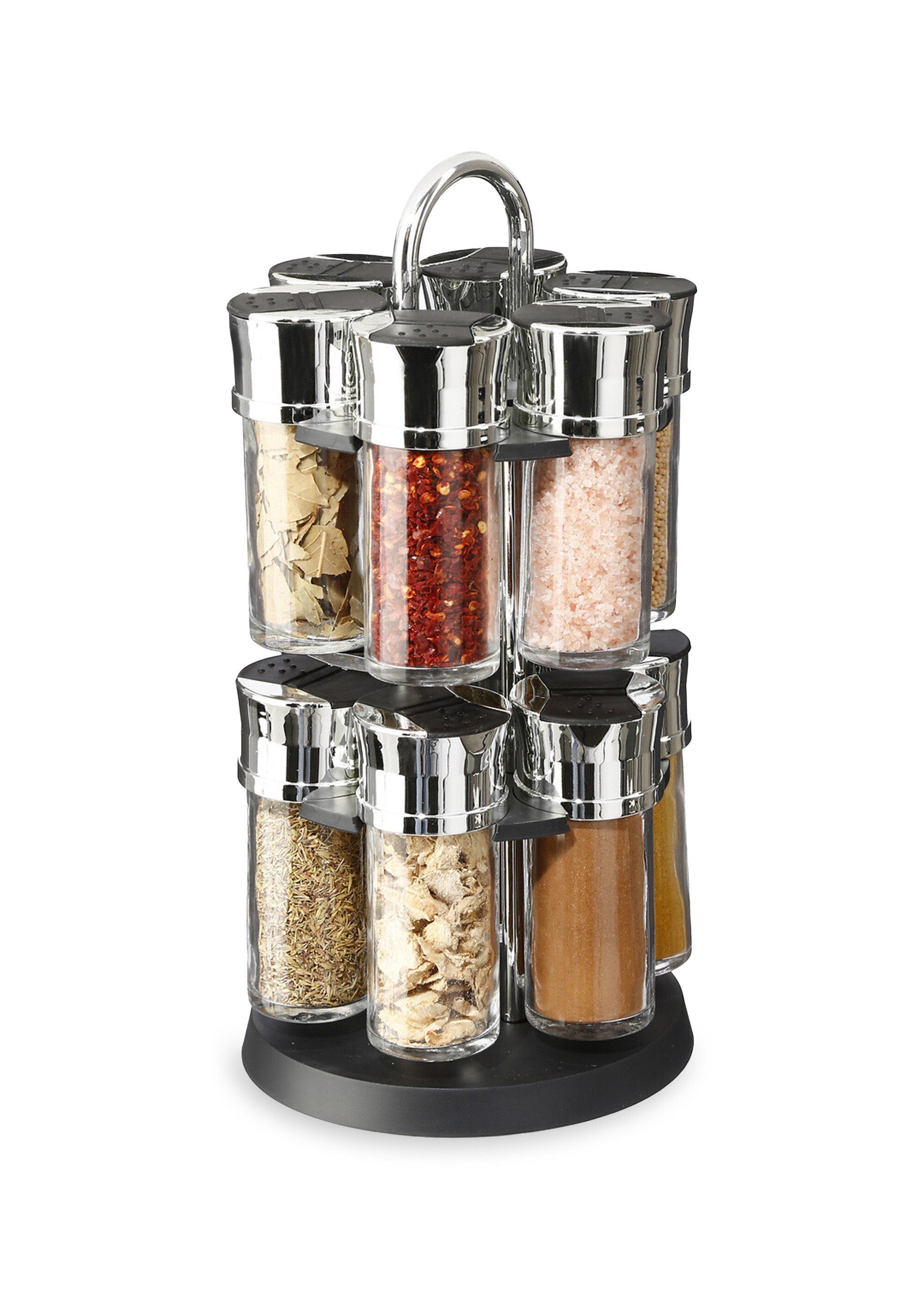 Carrousel chromé + 12 pots d'épices Gris JJA-135277 FA1