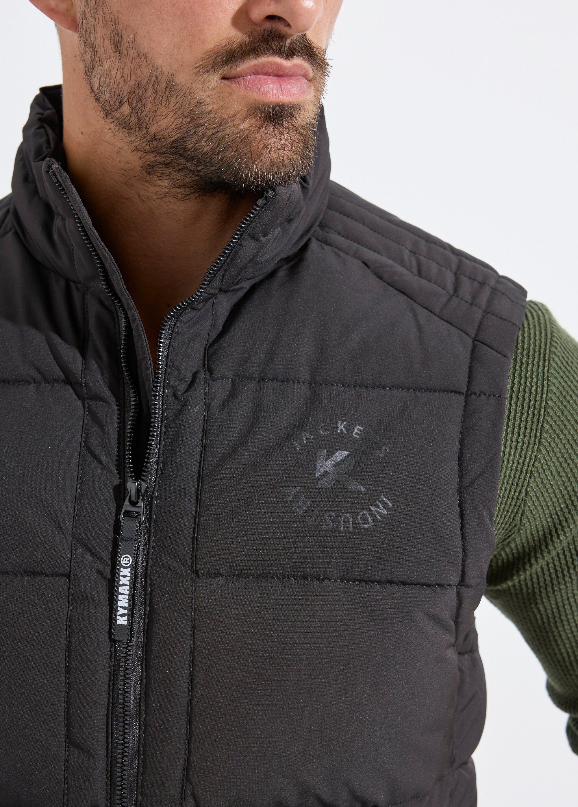 Doudoune sans manches zippée matelassée Homme Noir KYM5226 DE1