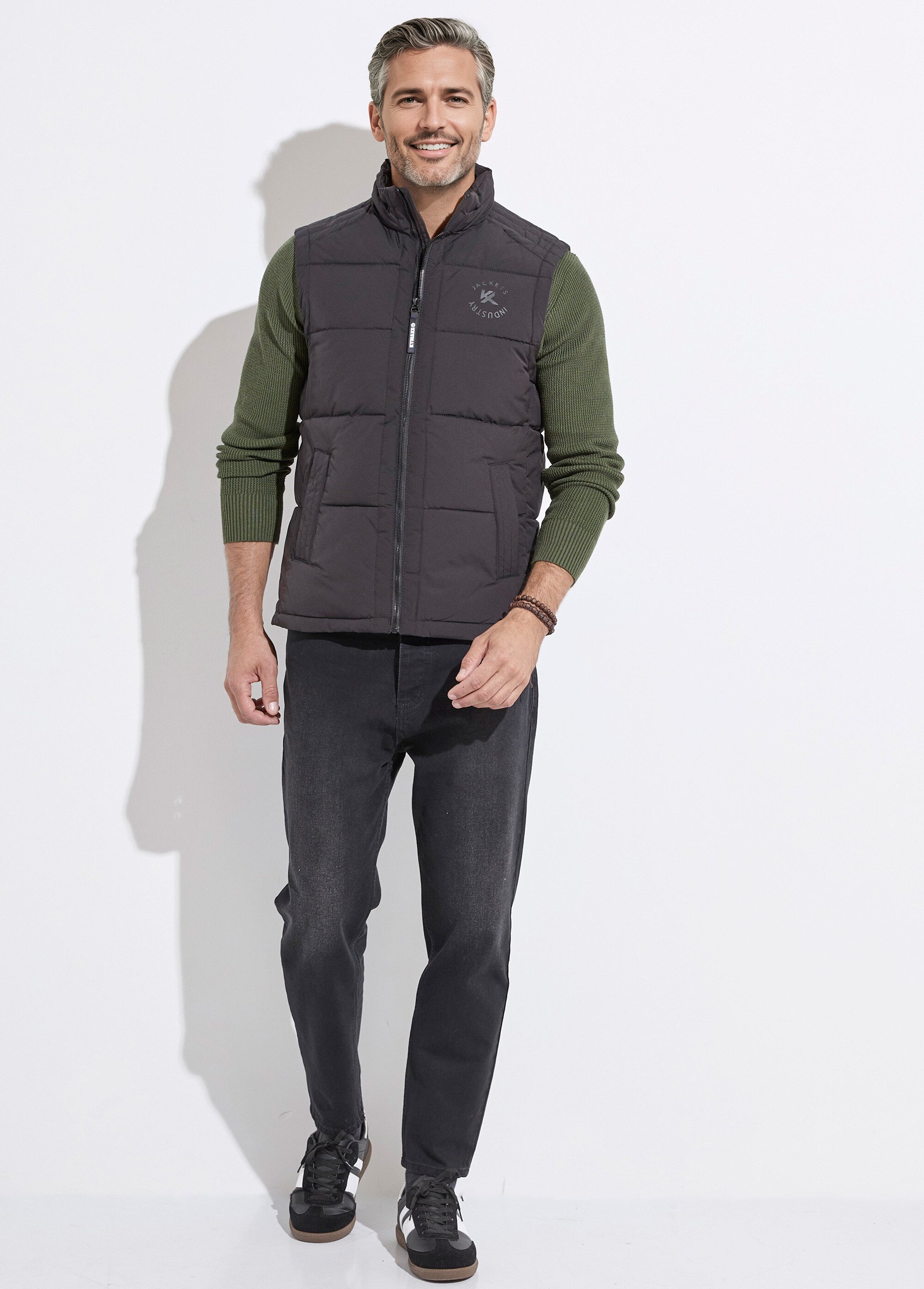 Doudoune sans manches zippée matelassée Homme Noir KYM5226 SF1