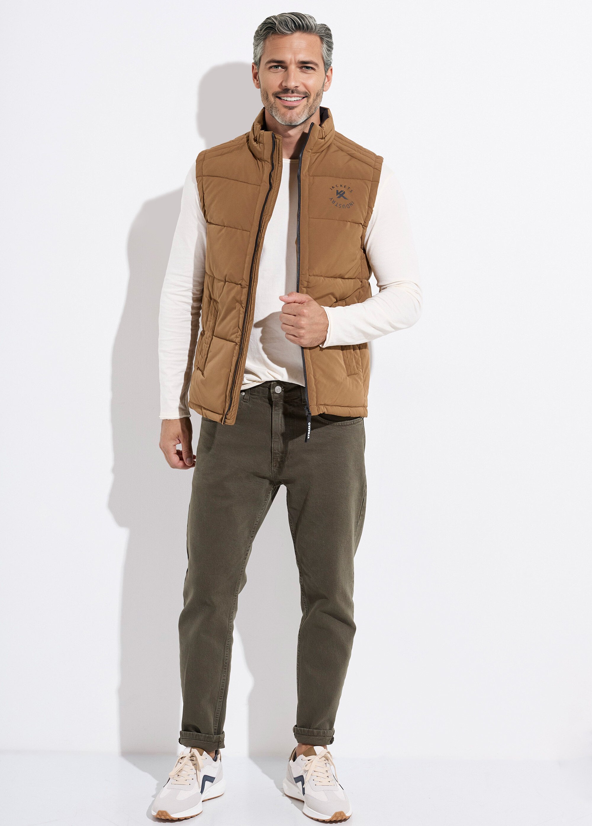 Doudoune sans manches zippée matelassée Homme Marron KYM5226 SF1