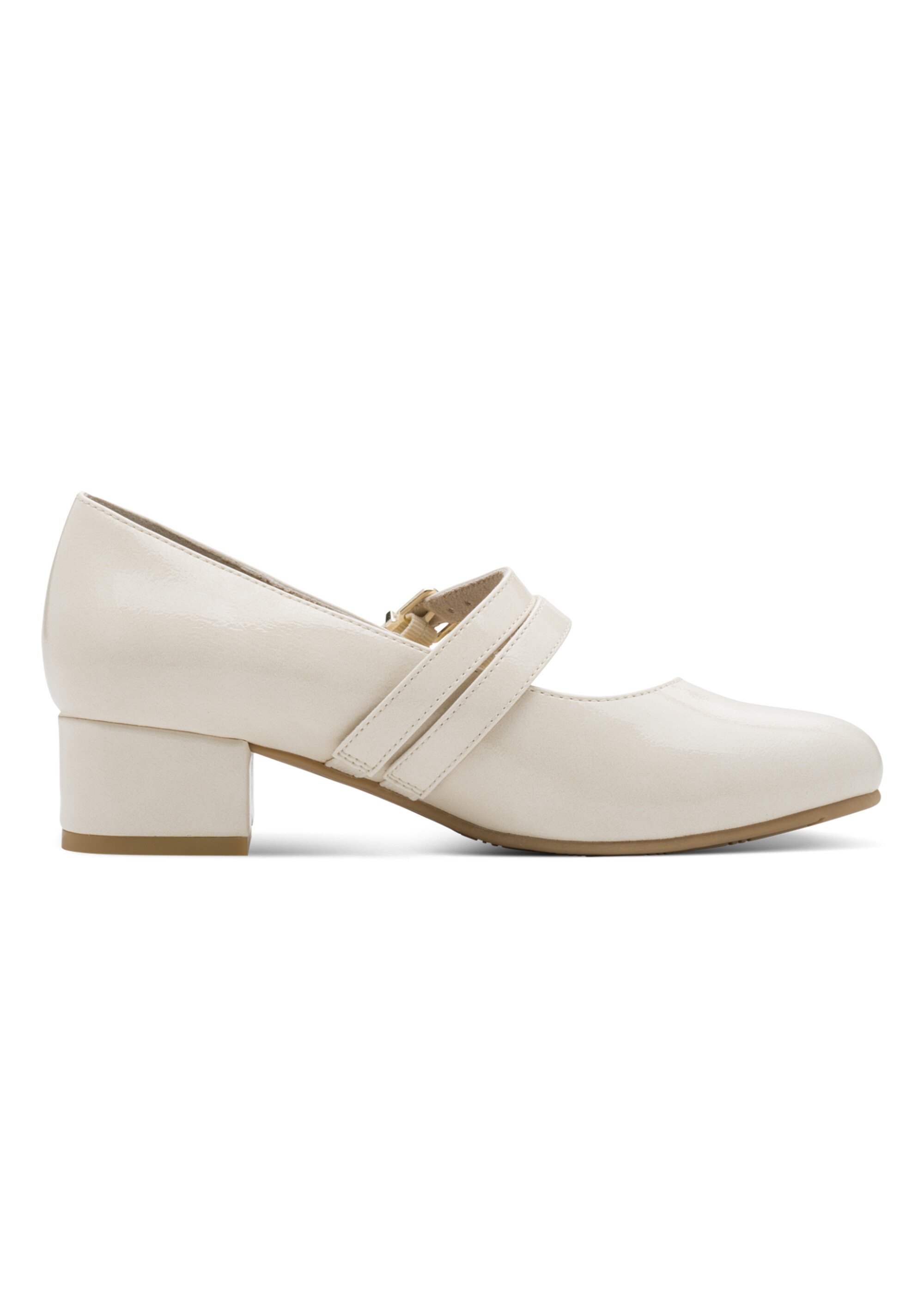 Escarpins vernis à talon façon babies Femme Beige JAN82436645 DR1