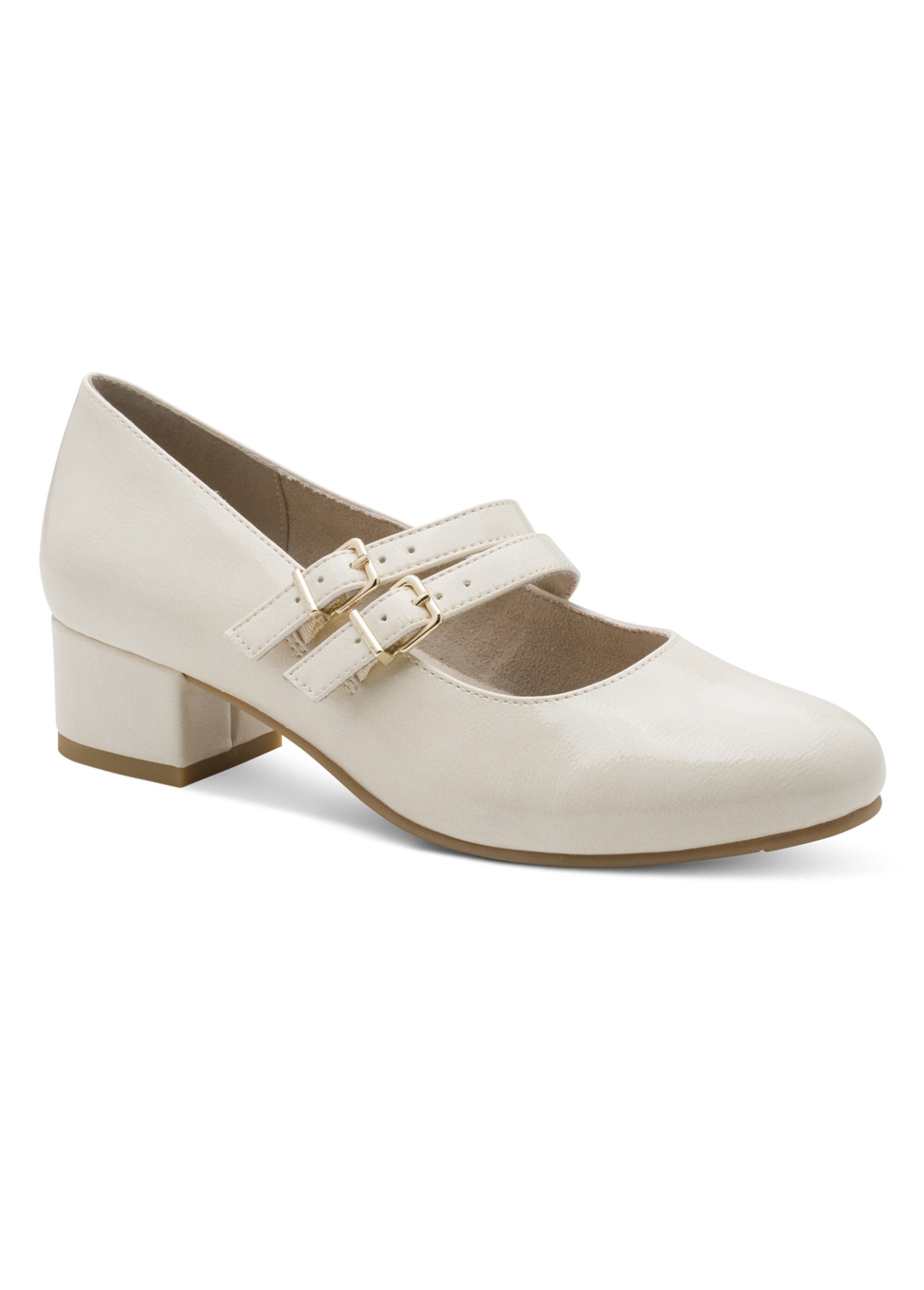 Escarpins vernis à talon façon babies Femme Beige JAN82436645 FA1