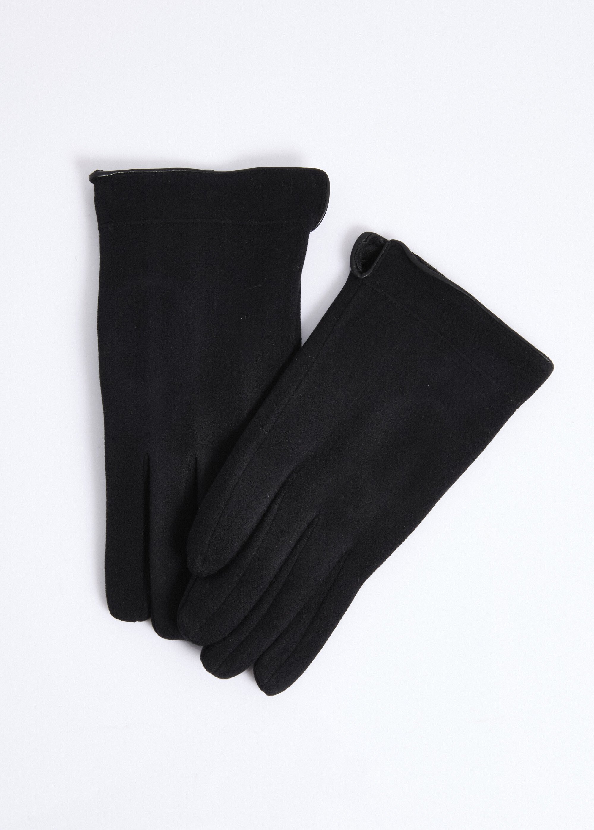 Gants en suédine, bord simili cuir Homme Noir NES180MG2304 FA1