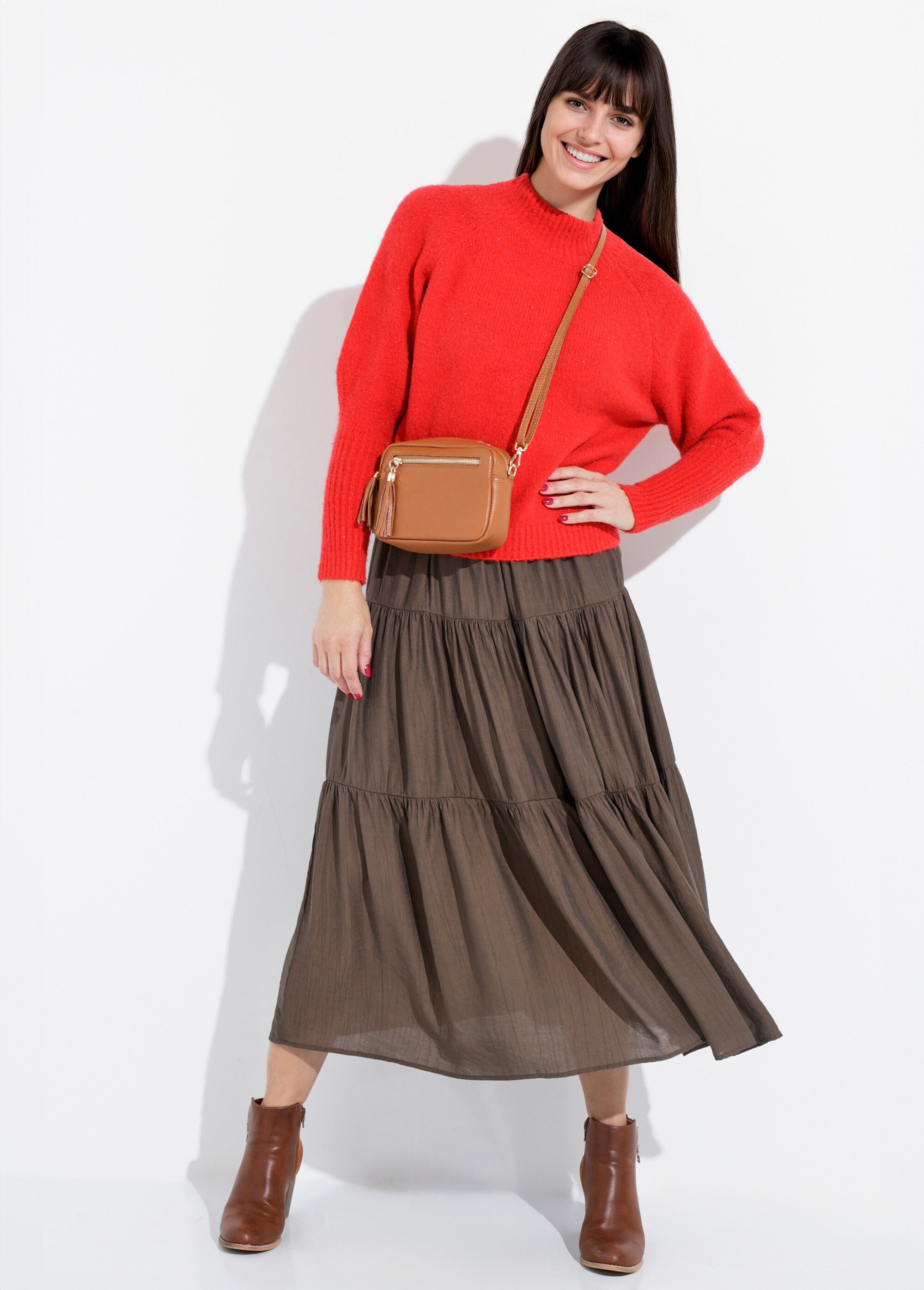 Jupe longue en voile à volants